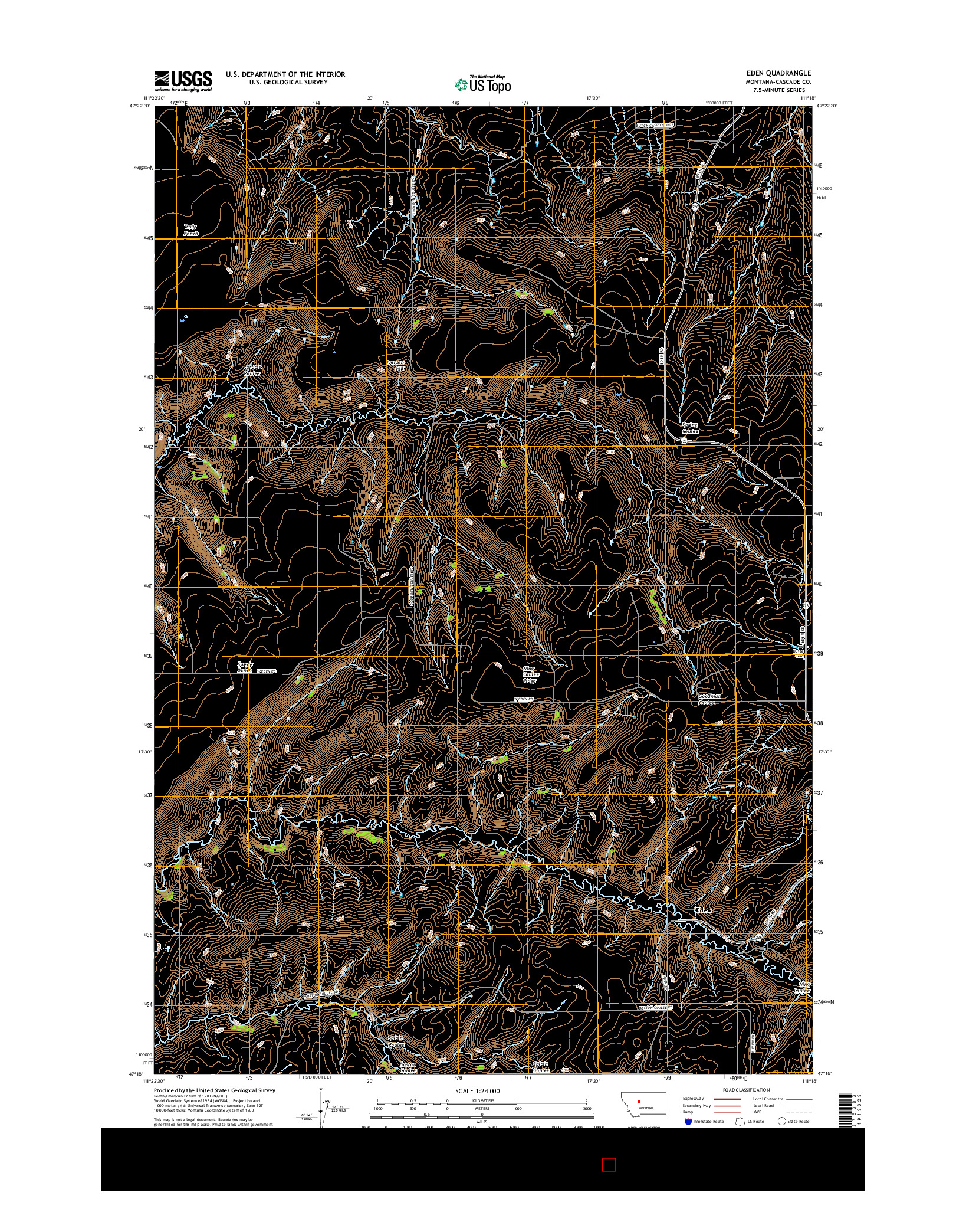 USGS US TOPO 7.5-MINUTE MAP FOR EDEN, MT 2017