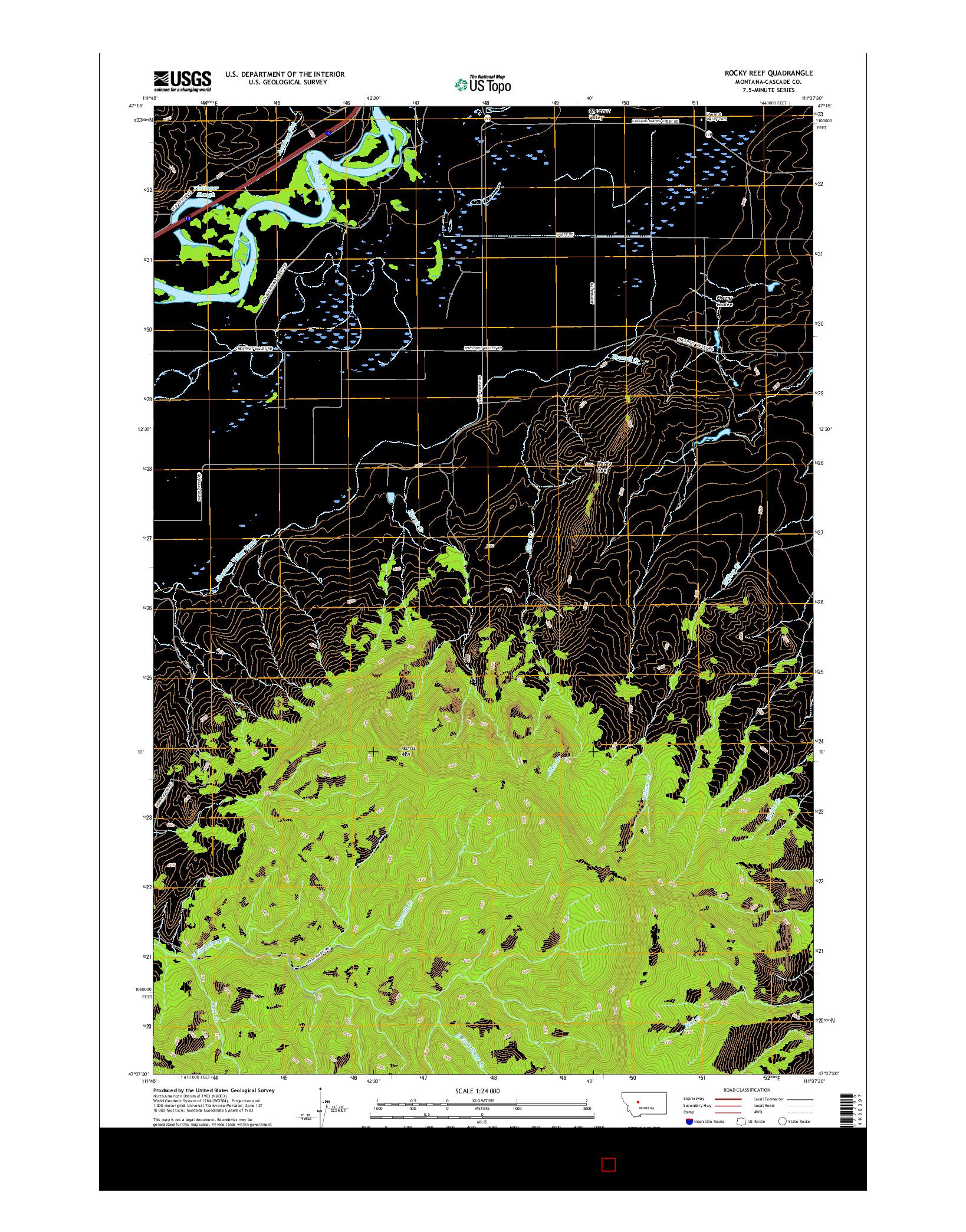 USGS US TOPO 7.5-MINUTE MAP FOR ROCKY REEF, MT 2017