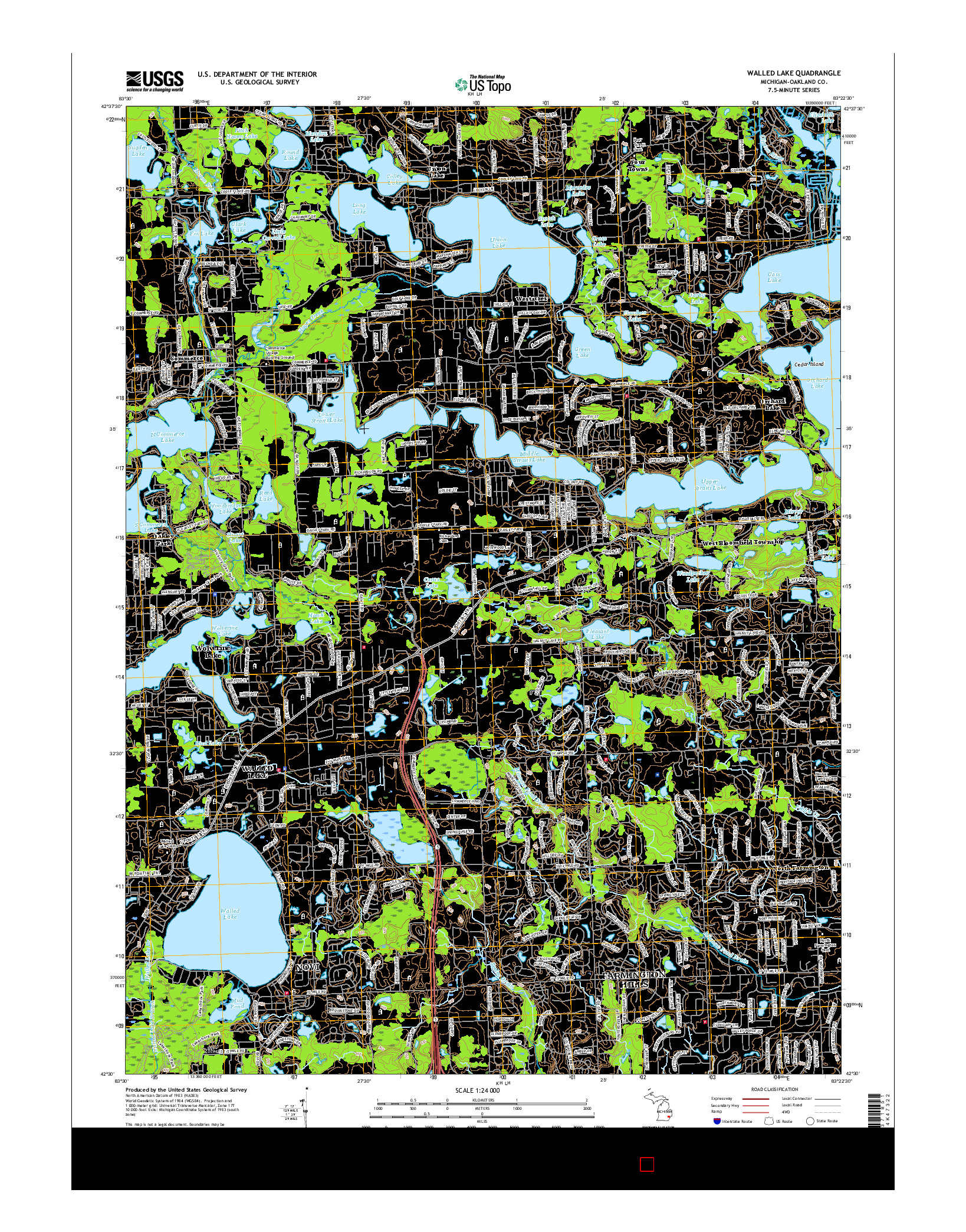 USGS US TOPO 7.5-MINUTE MAP FOR WALLED LAKE, MI 2017