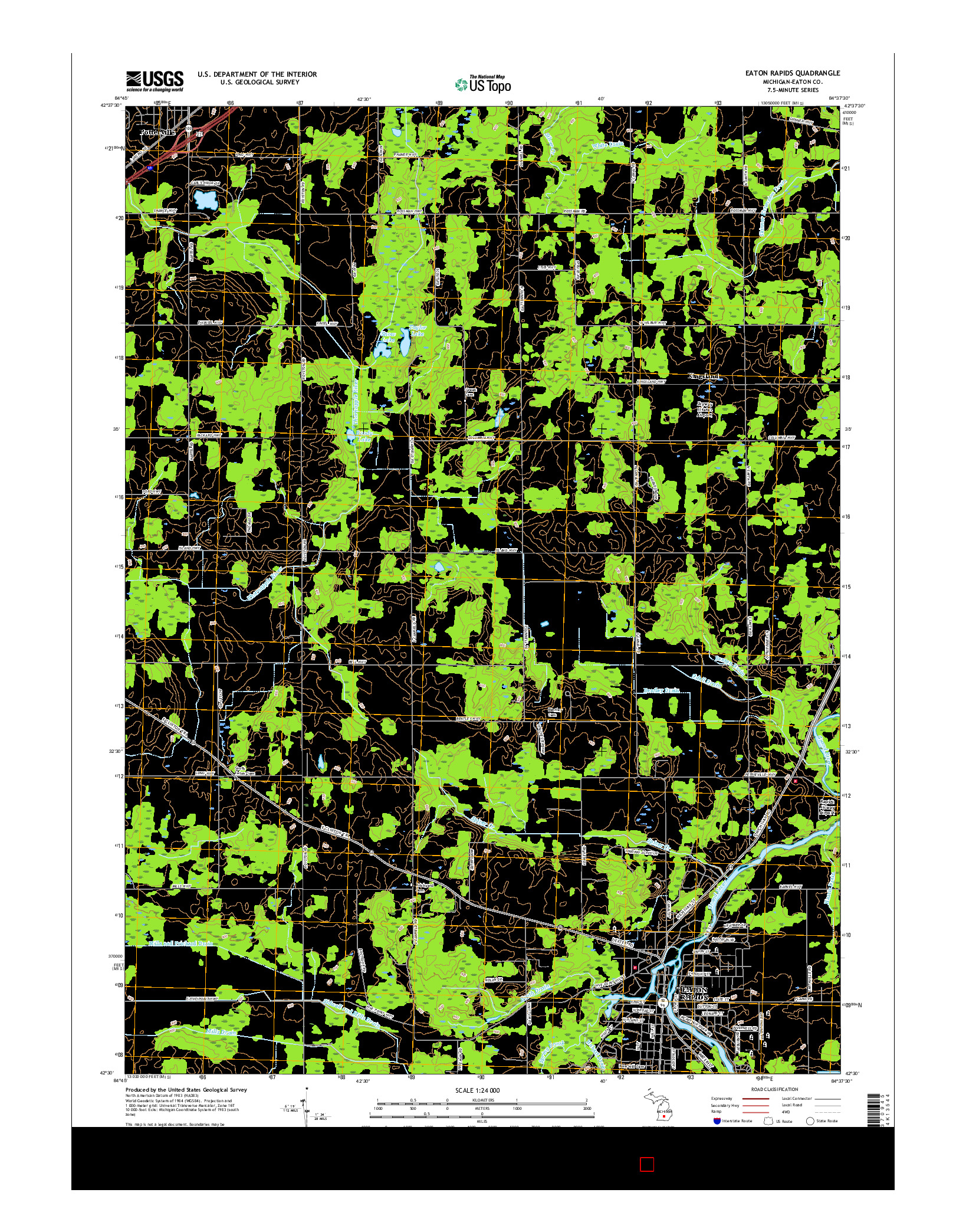 USGS US TOPO 7.5-MINUTE MAP FOR EATON RAPIDS, MI 2017