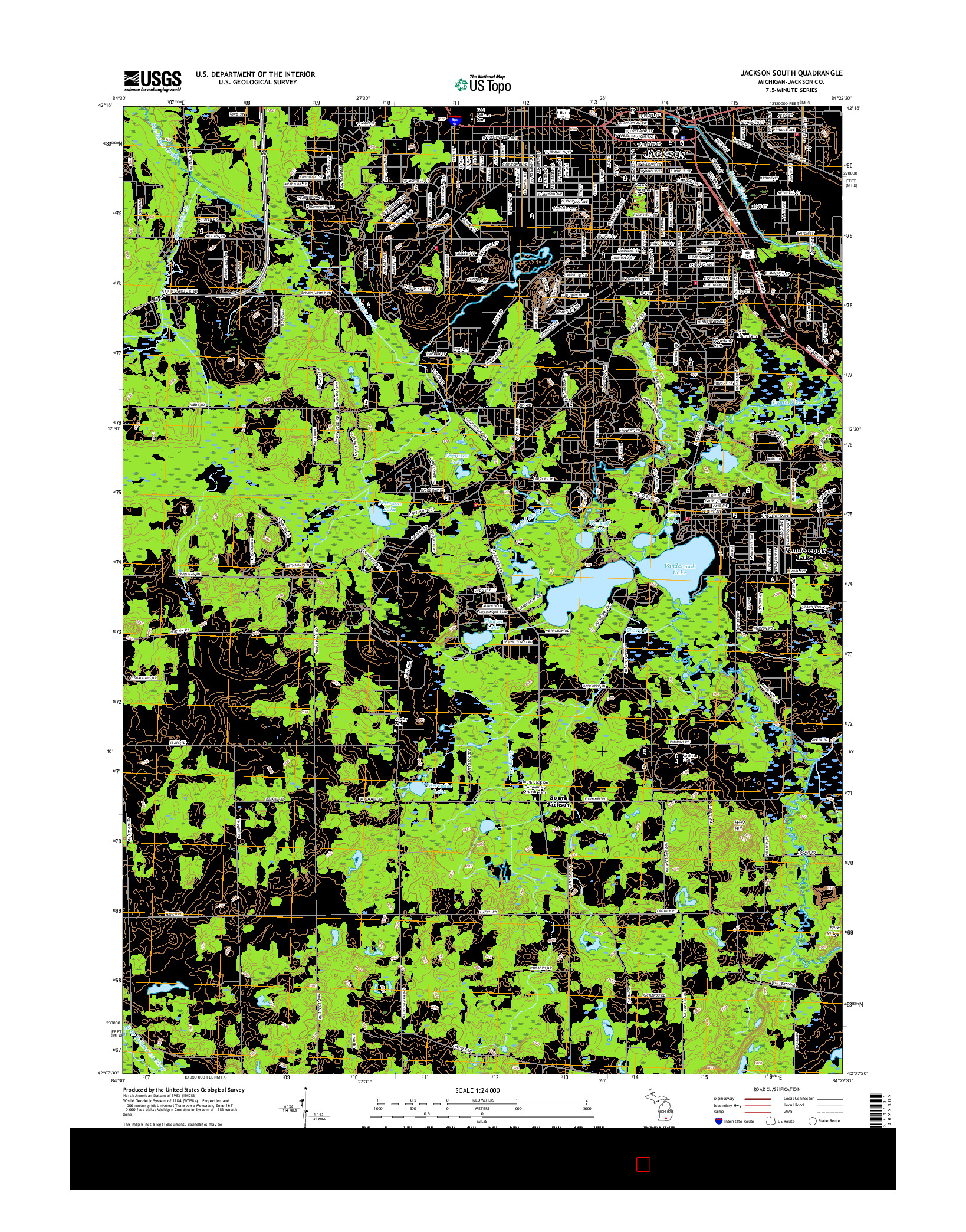 USGS US TOPO 7.5-MINUTE MAP FOR JACKSON SOUTH, MI 2017