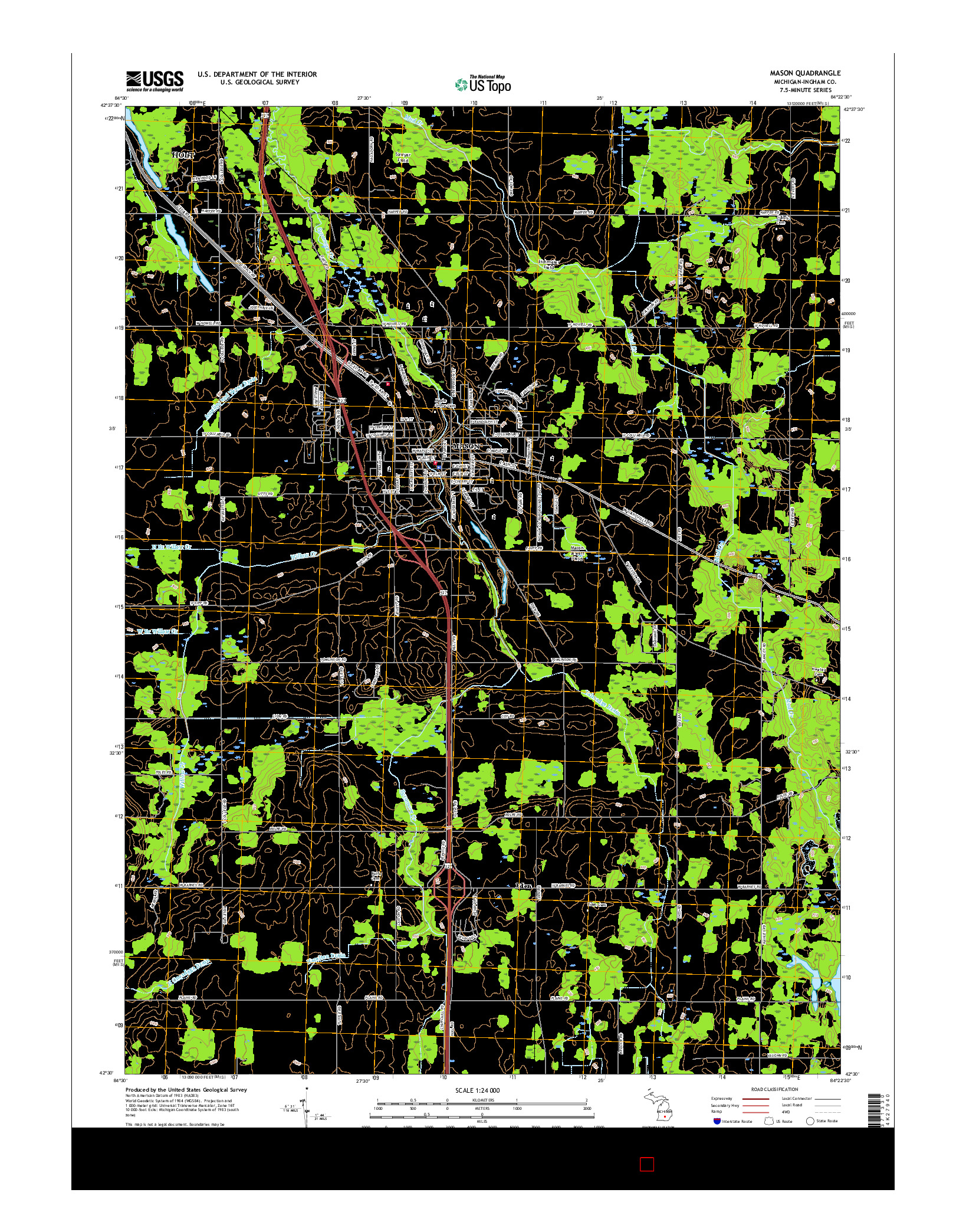 USGS US TOPO 7.5-MINUTE MAP FOR MASON, MI 2017