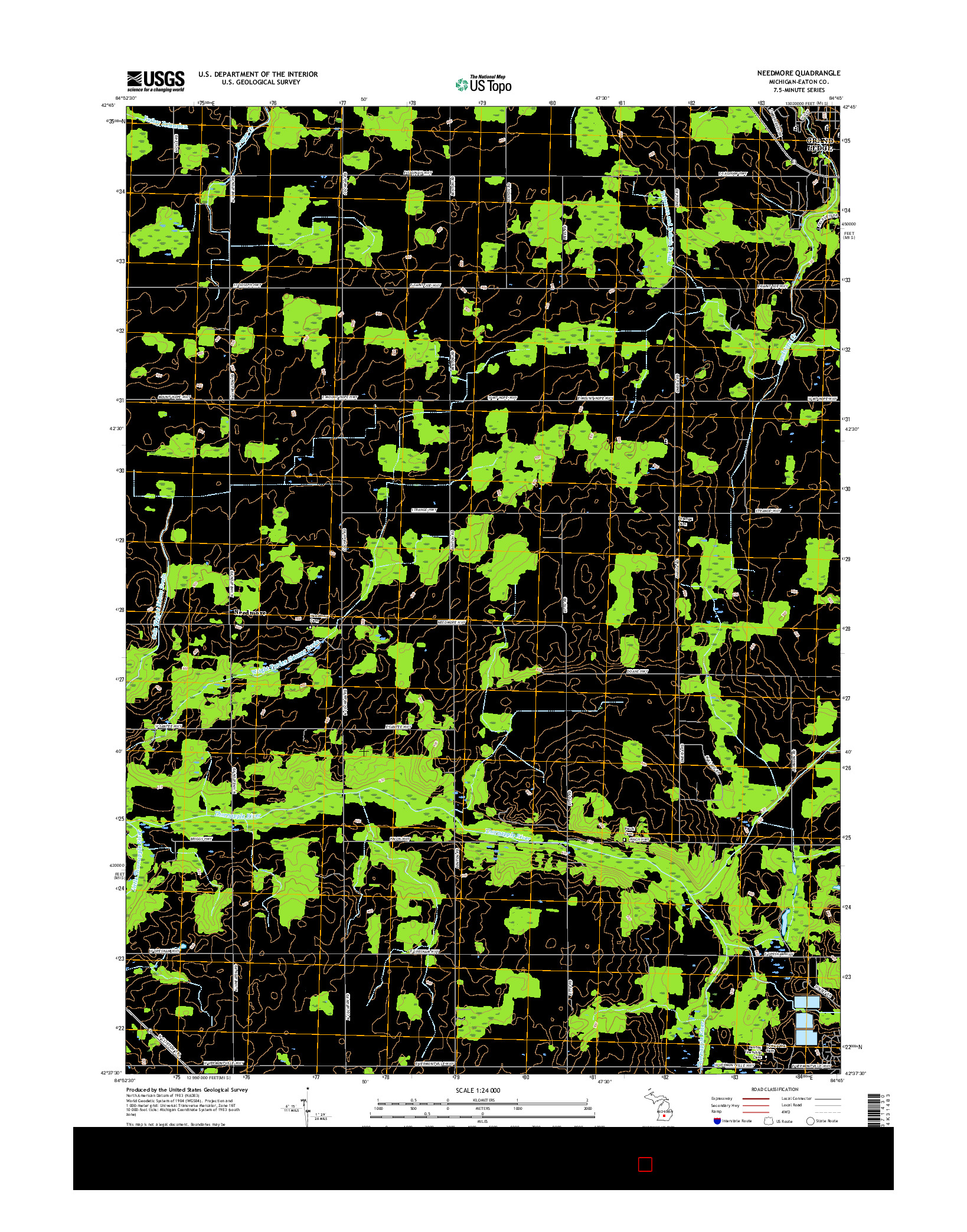 USGS US TOPO 7.5-MINUTE MAP FOR NEEDMORE, MI 2017