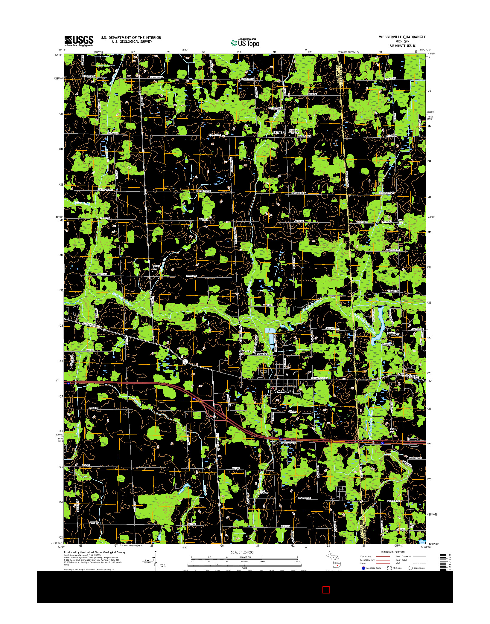 USGS US TOPO 7.5-MINUTE MAP FOR WEBBERVILLE, MI 2017