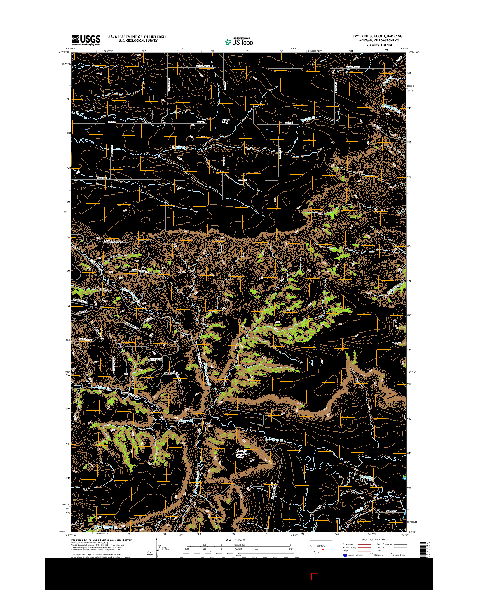 USGS US TOPO 7.5-MINUTE MAP FOR TWO PINE SCHOOL, MT 2017