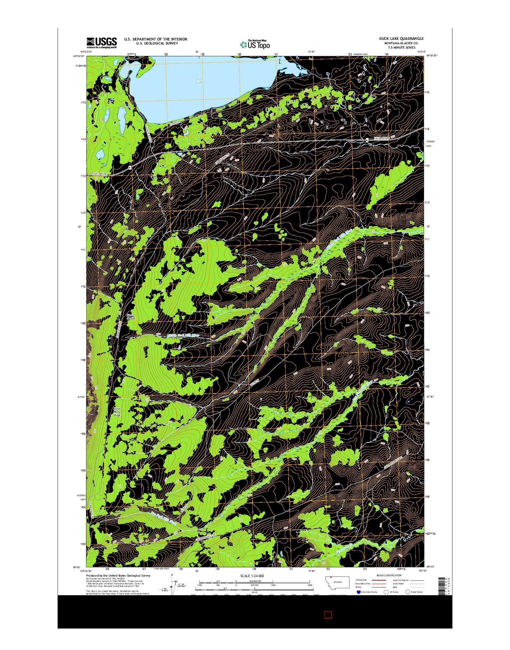 USGS US TOPO 7.5-MINUTE MAP FOR DUCK LAKE, MT 2017