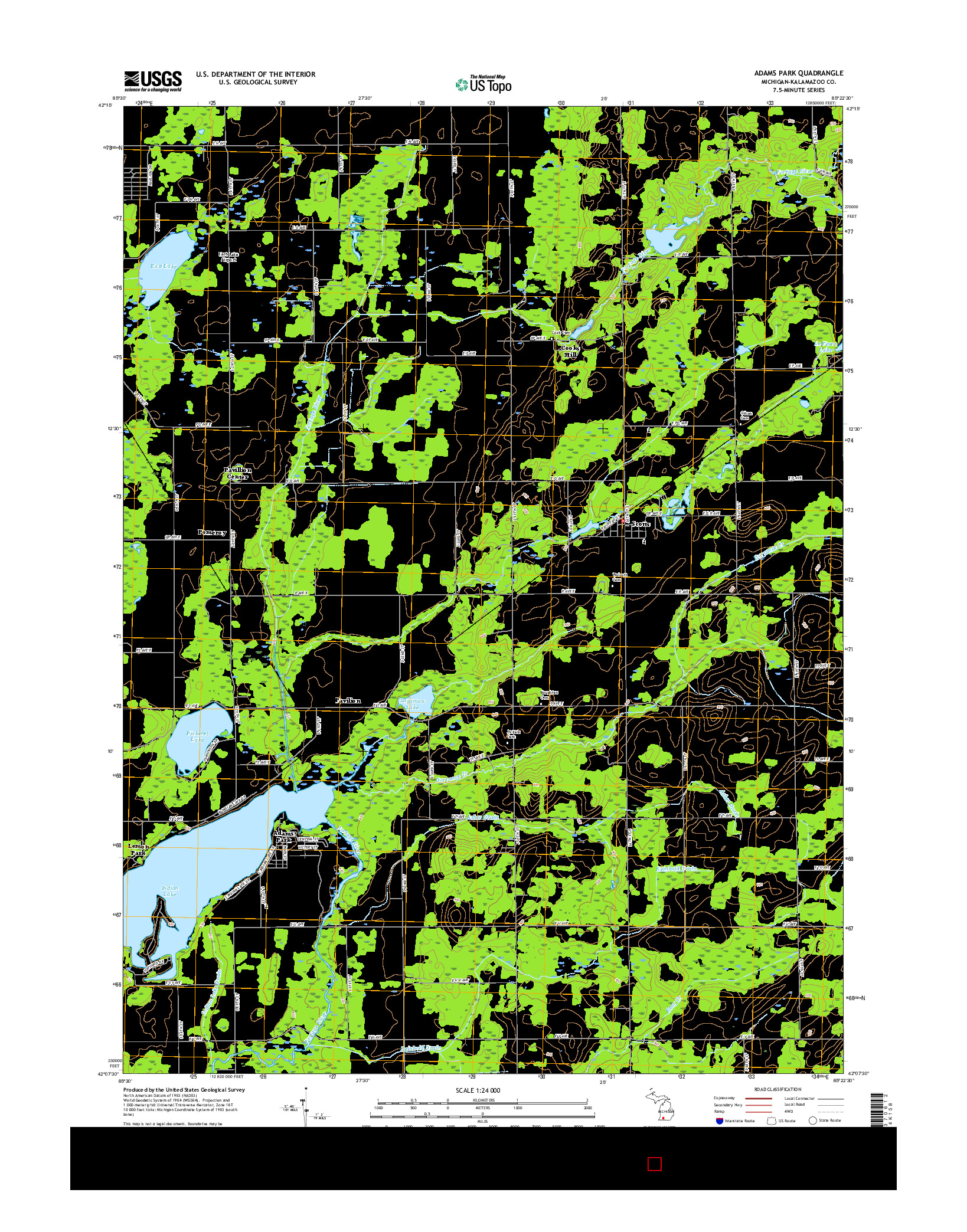 USGS US TOPO 7.5-MINUTE MAP FOR ADAMS PARK, MI 2017