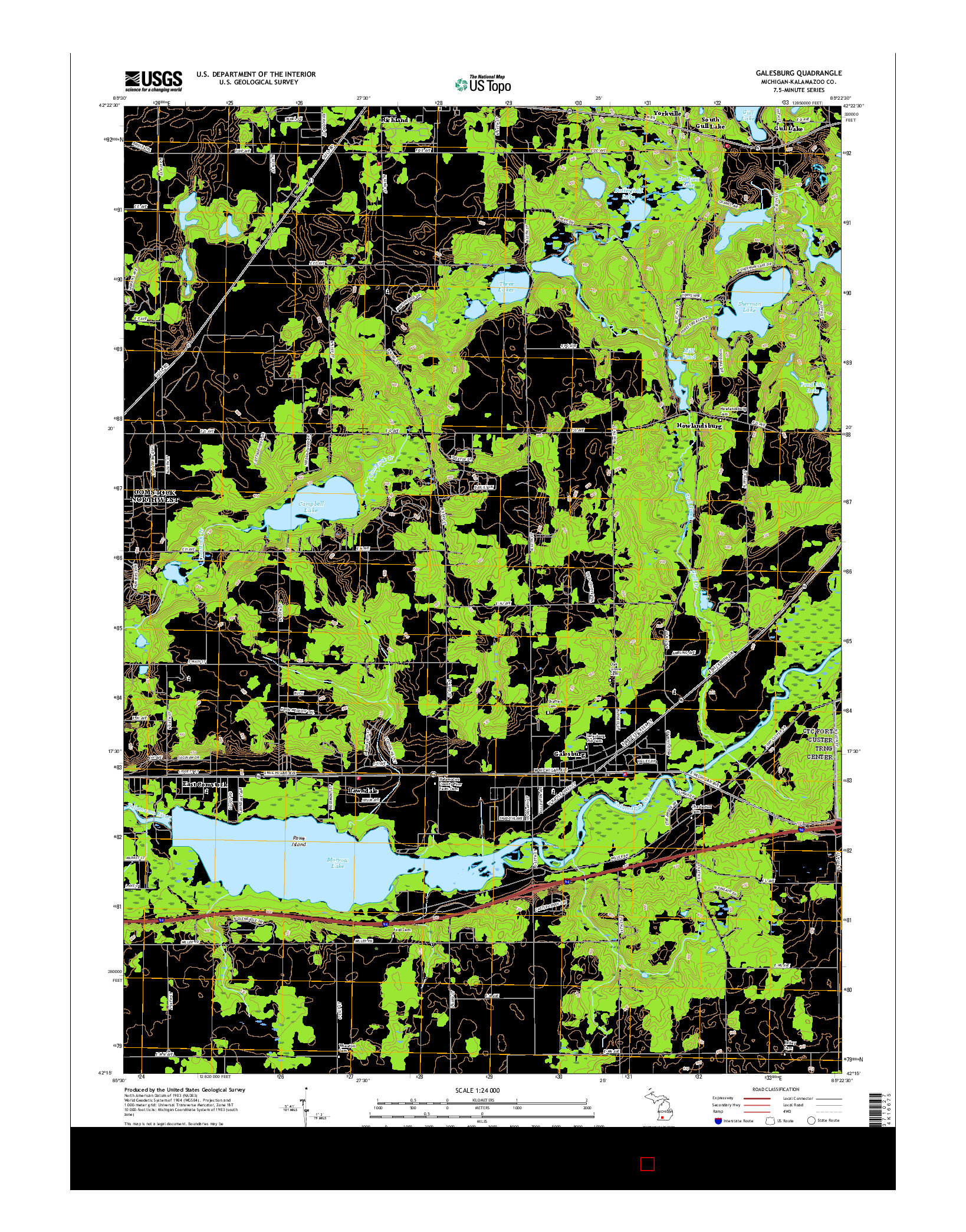 USGS US TOPO 7.5-MINUTE MAP FOR GALESBURG, MI 2017