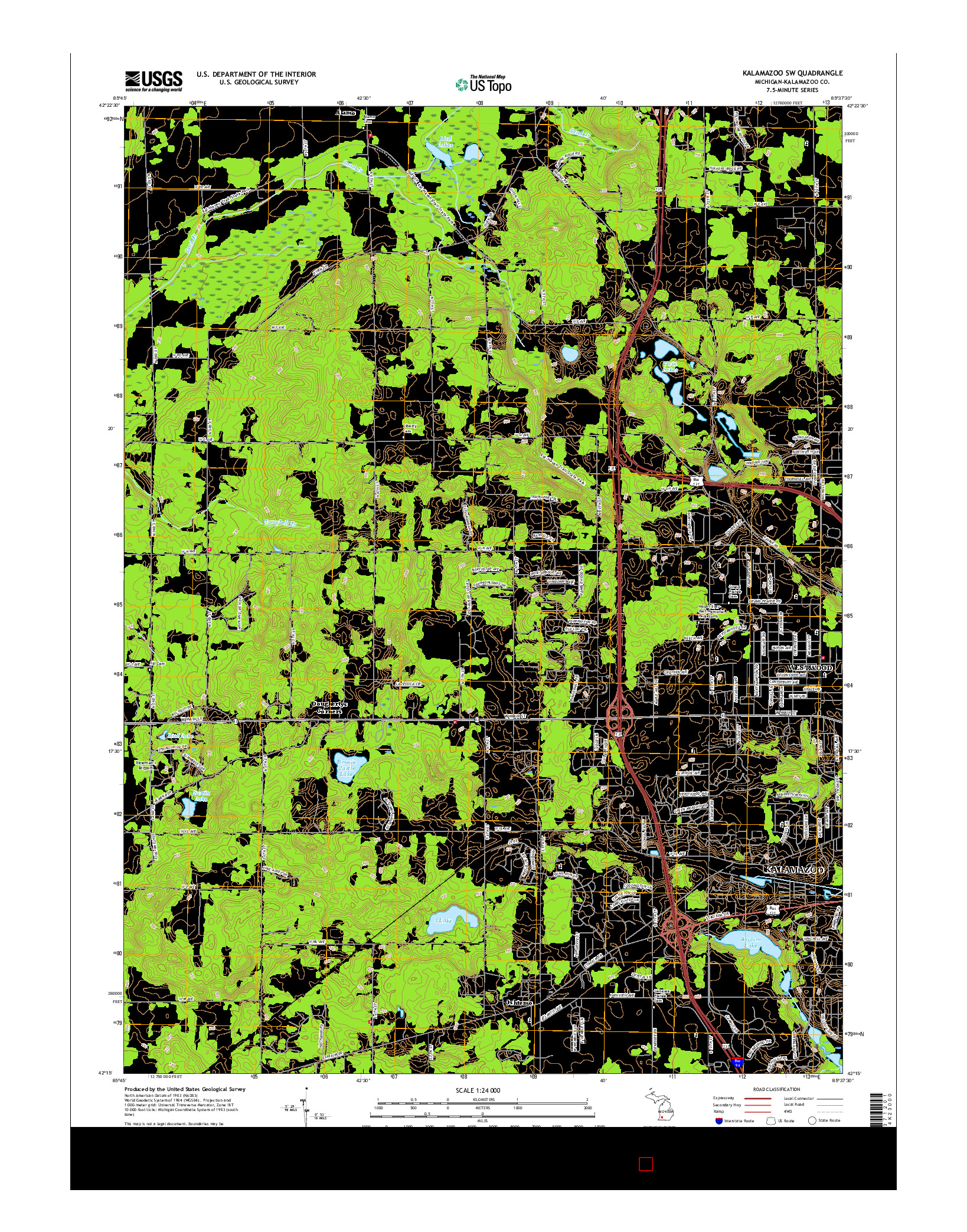 USGS US TOPO 7.5-MINUTE MAP FOR KALAMAZOO SW, MI 2017