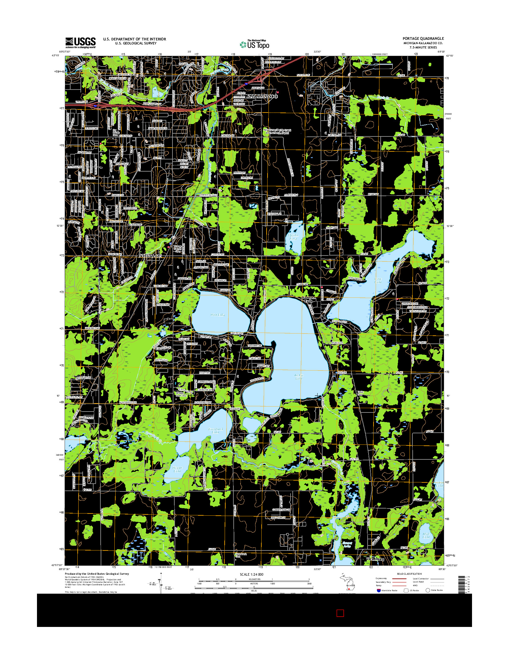 USGS US TOPO 7.5-MINUTE MAP FOR PORTAGE, MI 2017