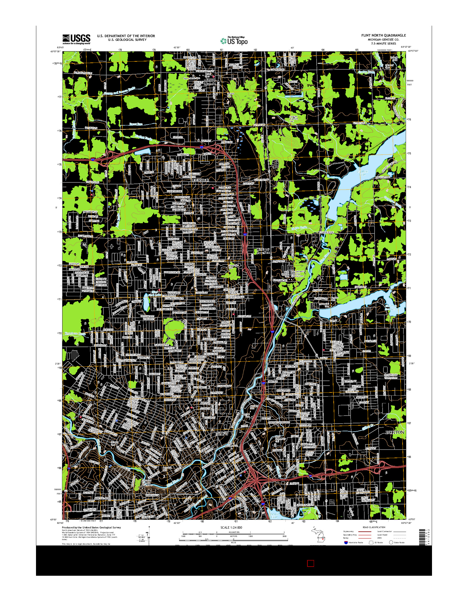 USGS US TOPO 7.5-MINUTE MAP FOR FLINT NORTH, MI 2017