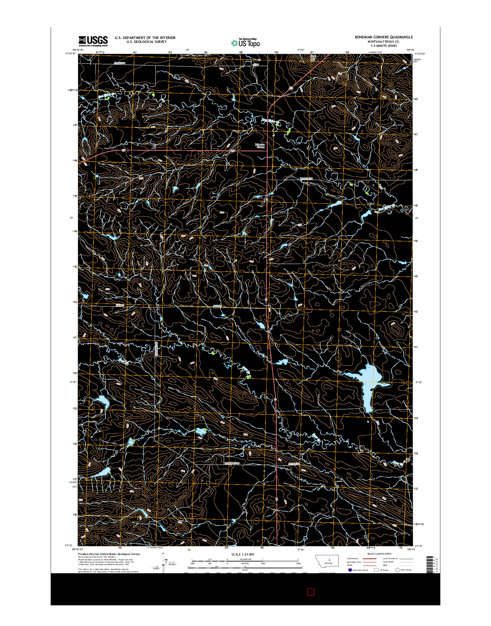 USGS US TOPO 7.5-MINUTE MAP FOR BOHEMIAN CORNERS, MT 2017