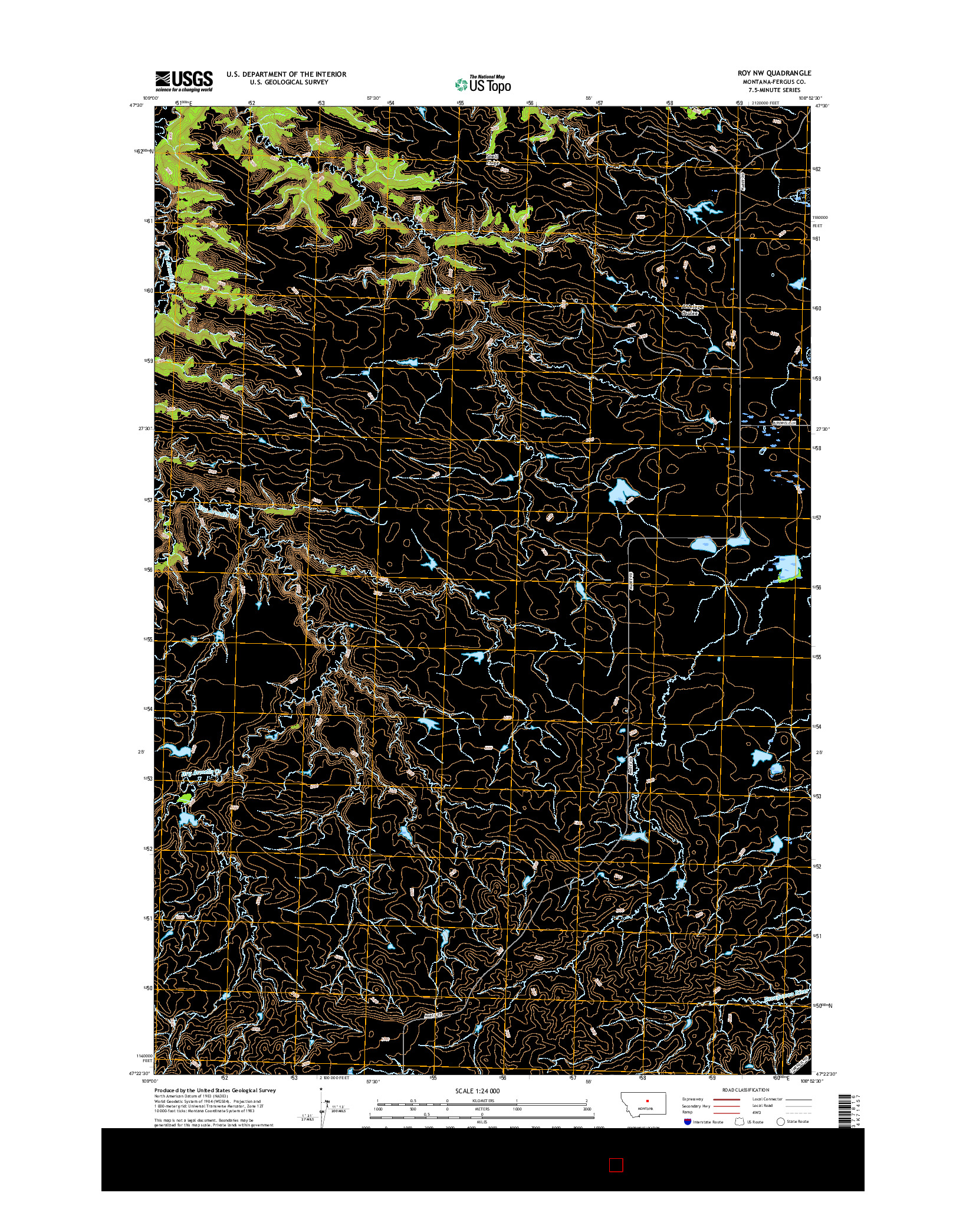 USGS US TOPO 7.5-MINUTE MAP FOR ROY NW, MT 2017