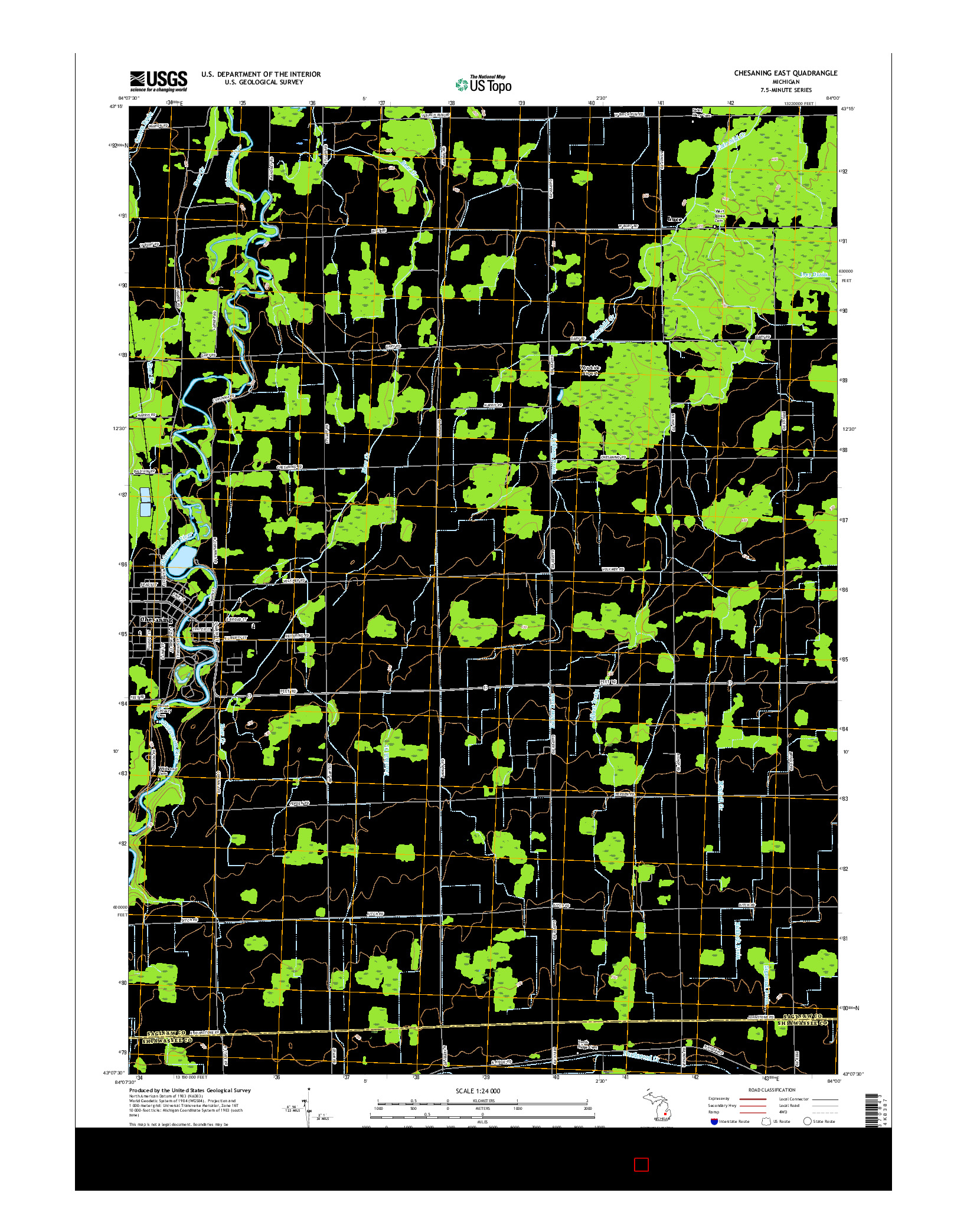 USGS US TOPO 7.5-MINUTE MAP FOR CHESANING EAST, MI 2017