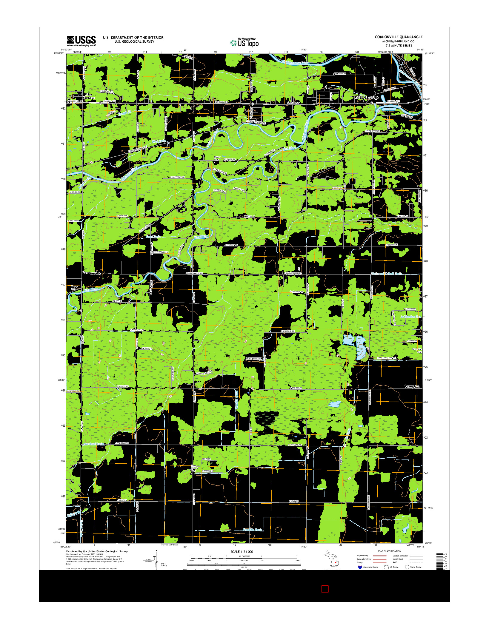 USGS US TOPO 7.5-MINUTE MAP FOR GORDONVILLE, MI 2017