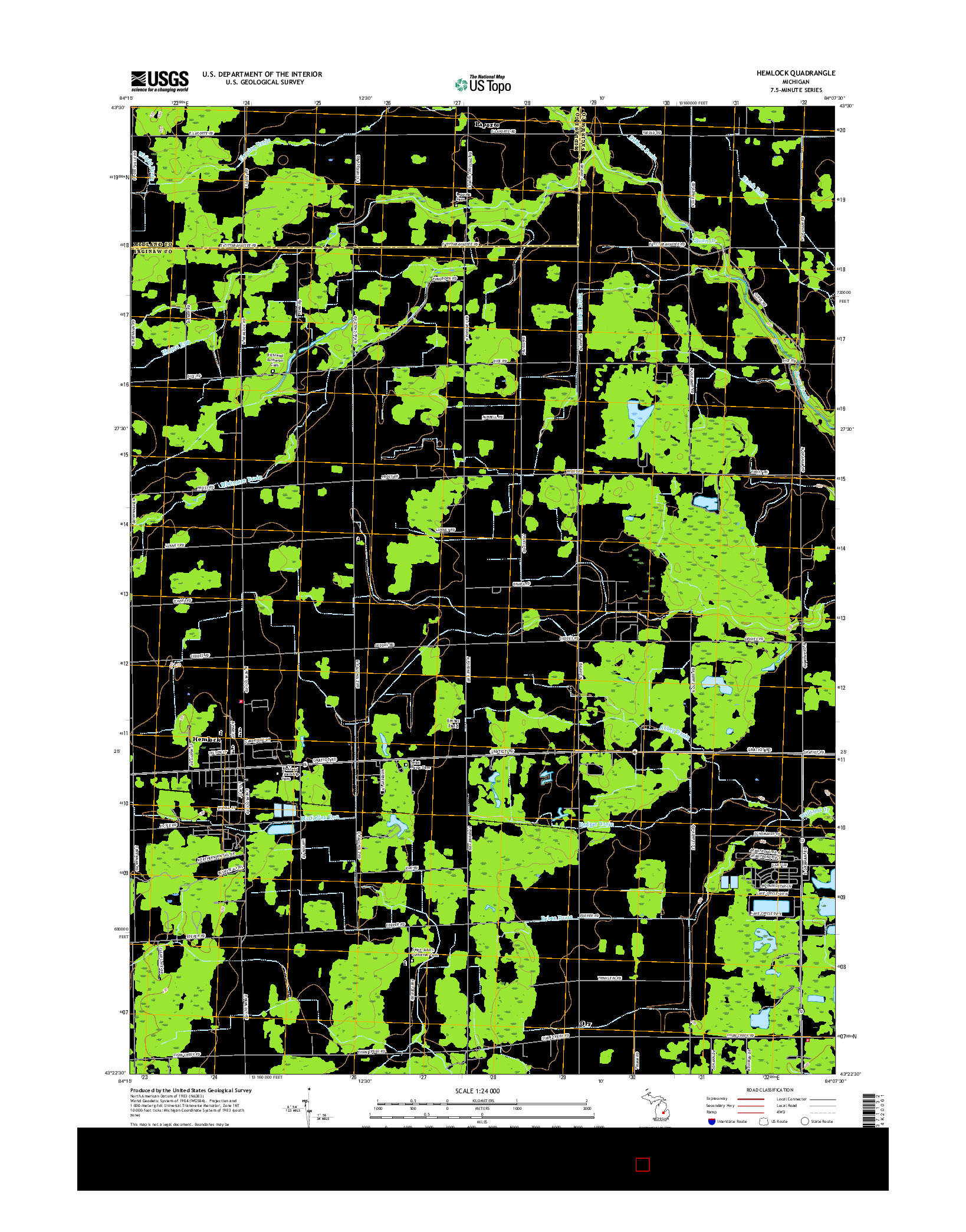 USGS US TOPO 7.5-MINUTE MAP FOR HEMLOCK, MI 2017