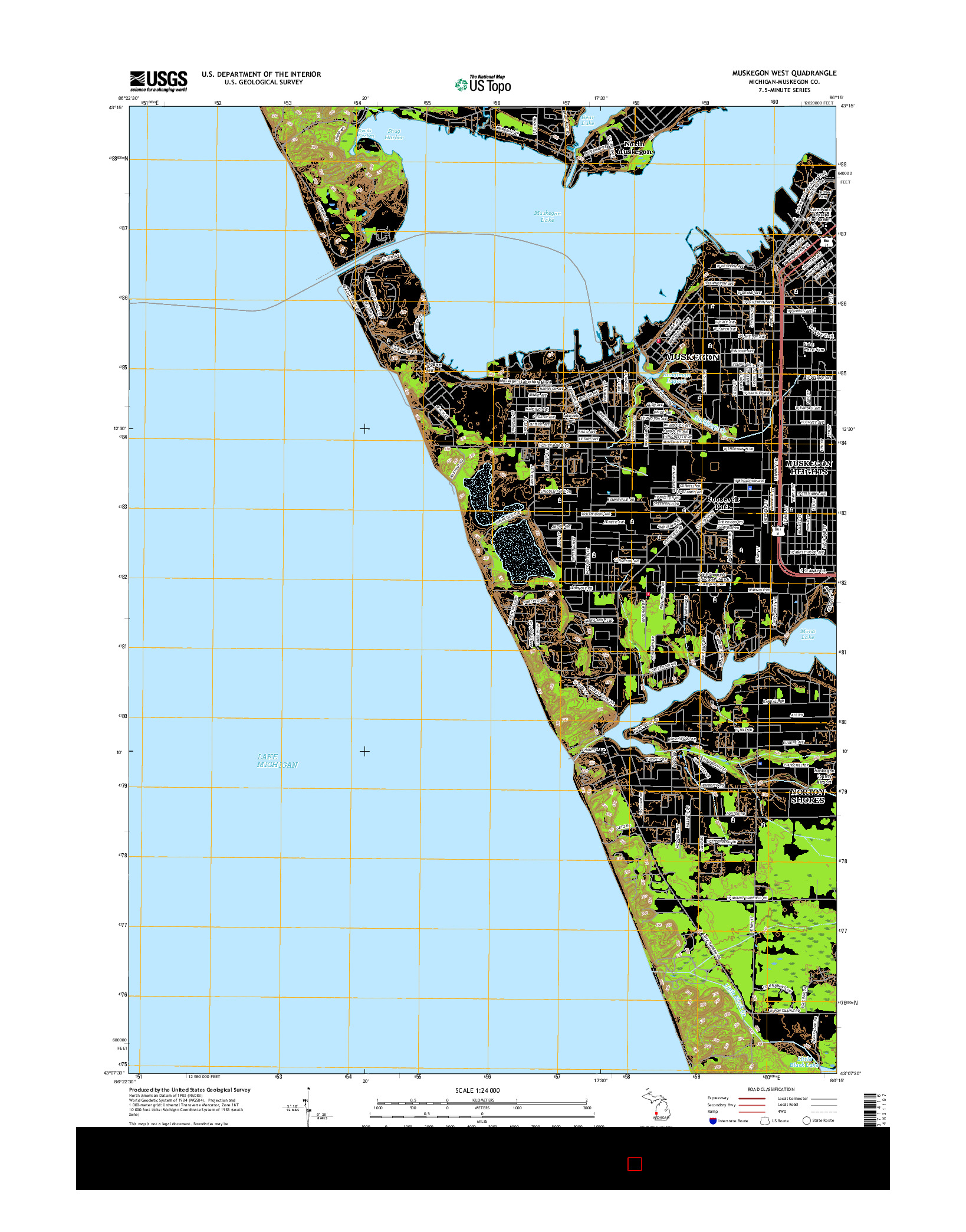 USGS US TOPO 7.5-MINUTE MAP FOR MUSKEGON WEST, MI 2017