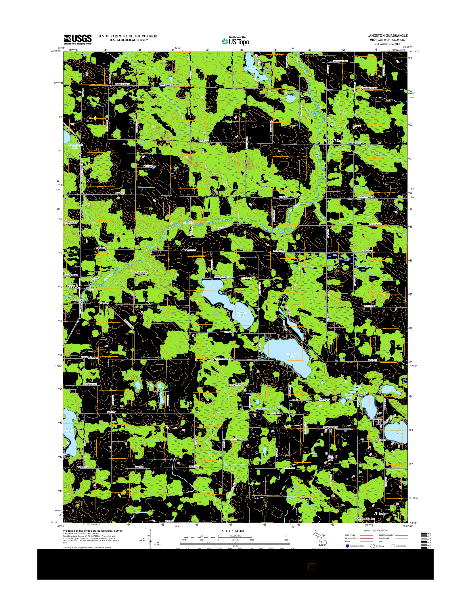 USGS US TOPO 7.5-MINUTE MAP FOR LANGSTON, MI 2017