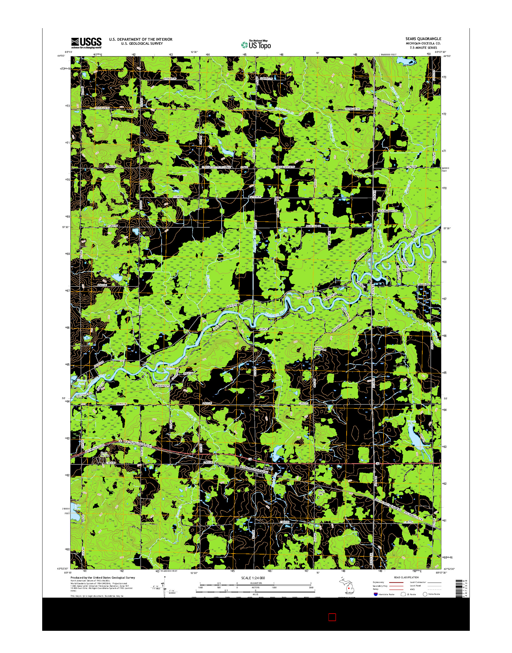 USGS US TOPO 7.5-MINUTE MAP FOR SEARS, MI 2017