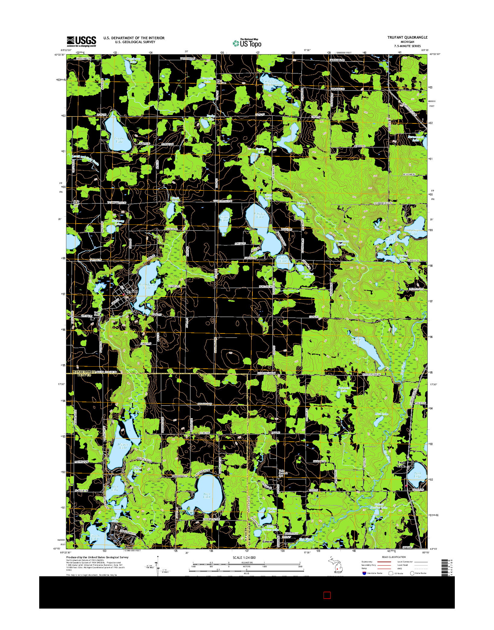 USGS US TOPO 7.5-MINUTE MAP FOR TRUFANT, MI 2017