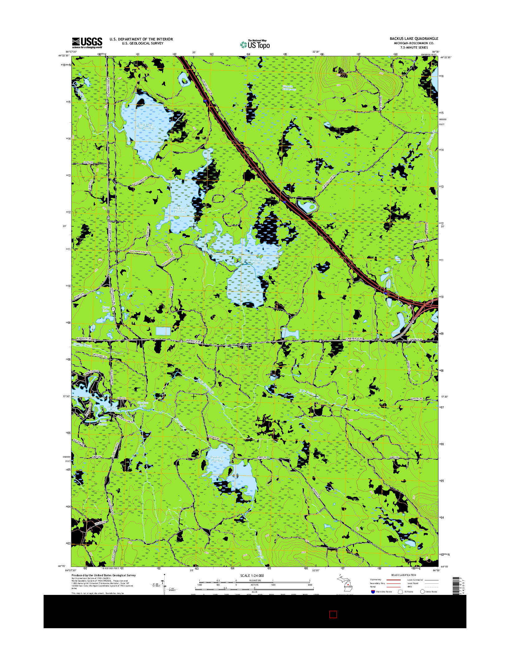 USGS US TOPO 7.5-MINUTE MAP FOR BACKUS LAKE, MI 2017