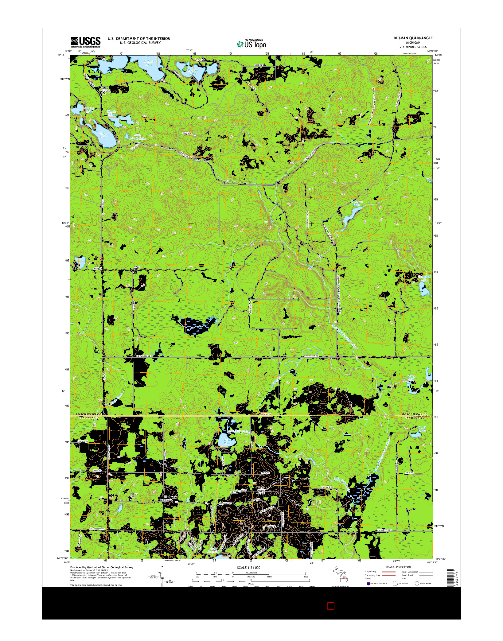 USGS US TOPO 7.5-MINUTE MAP FOR BUTMAN, MI 2017