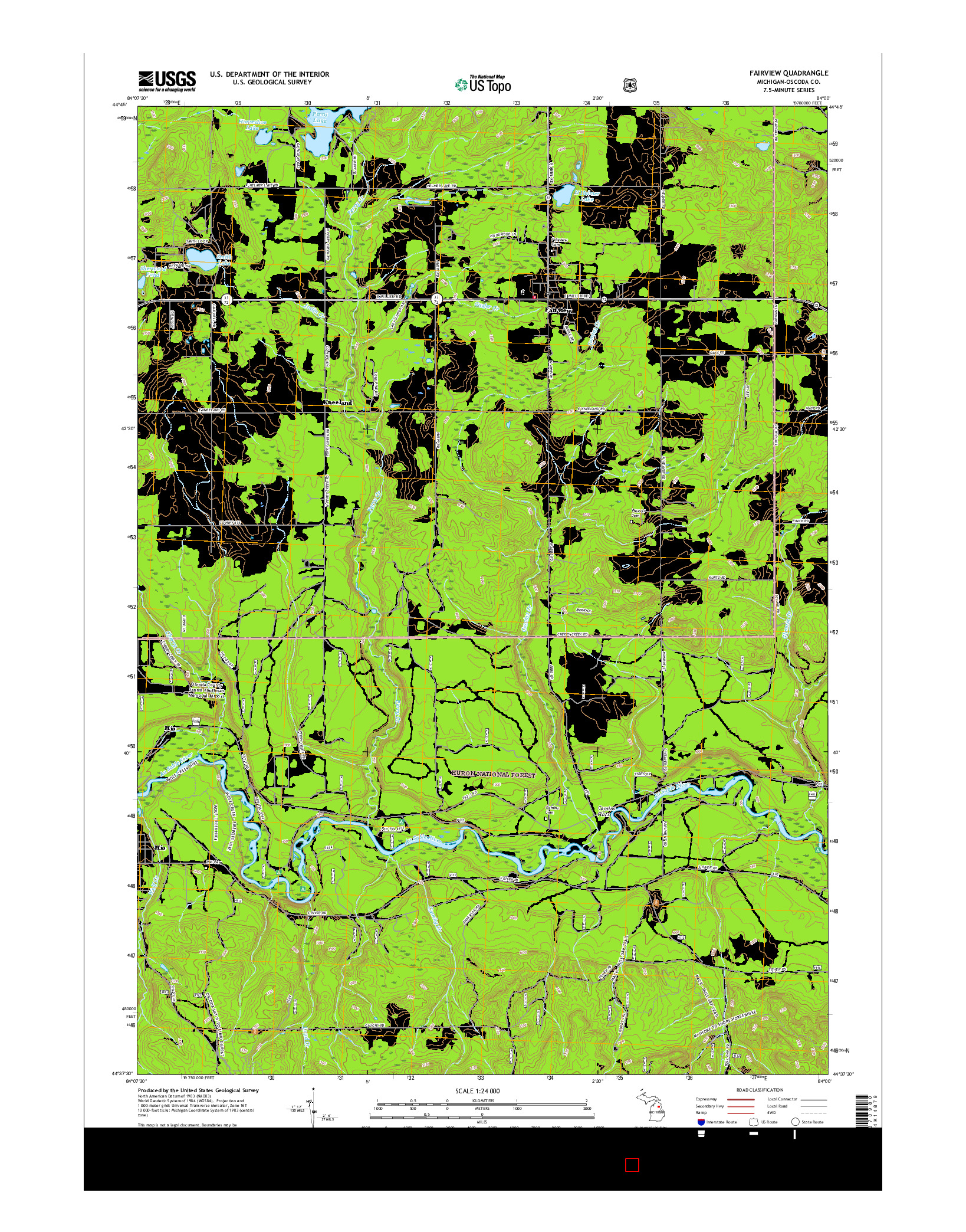 USGS US TOPO 7.5-MINUTE MAP FOR FAIRVIEW, MI 2017