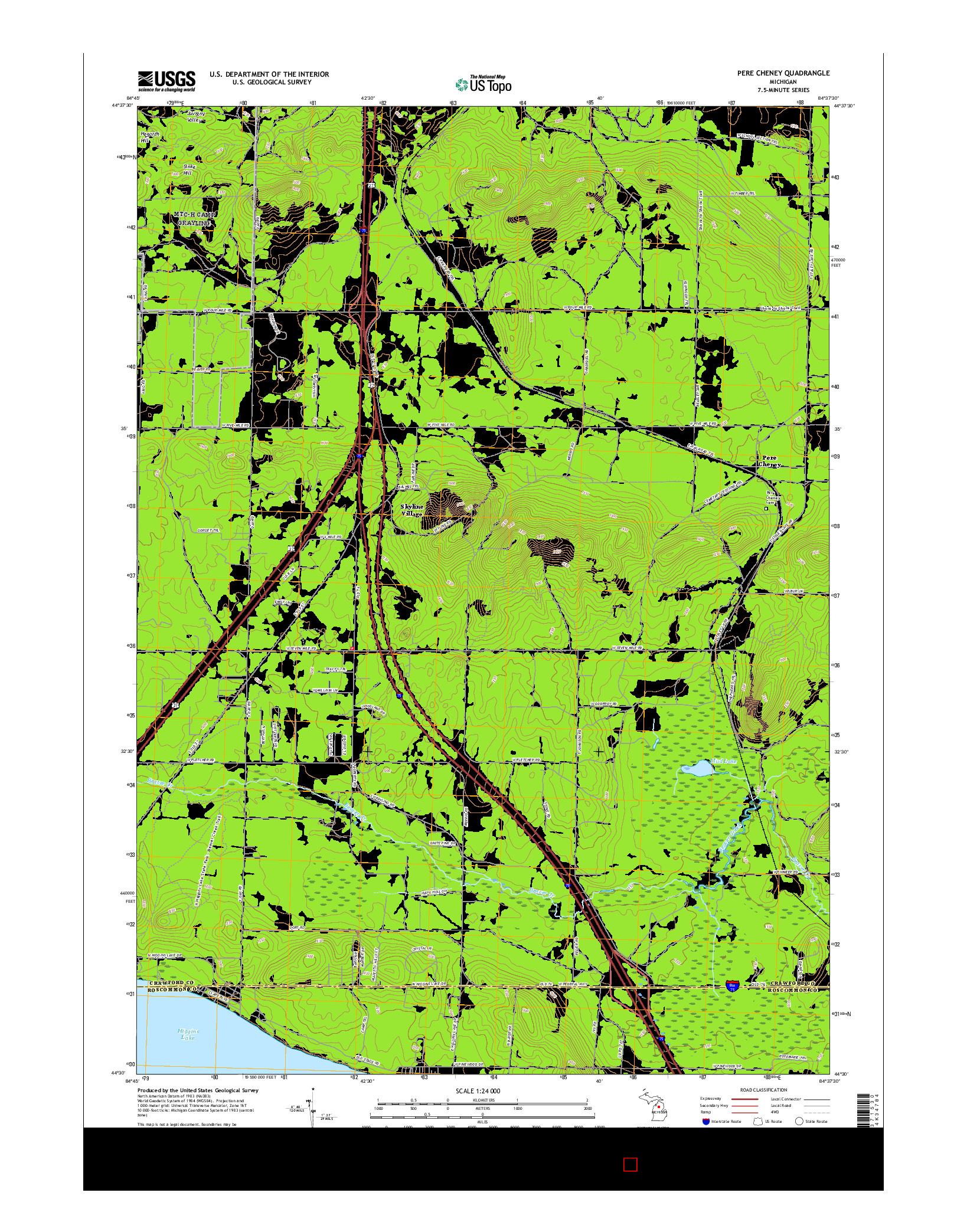 USGS US TOPO 7.5-MINUTE MAP FOR PERE CHENEY, MI 2017