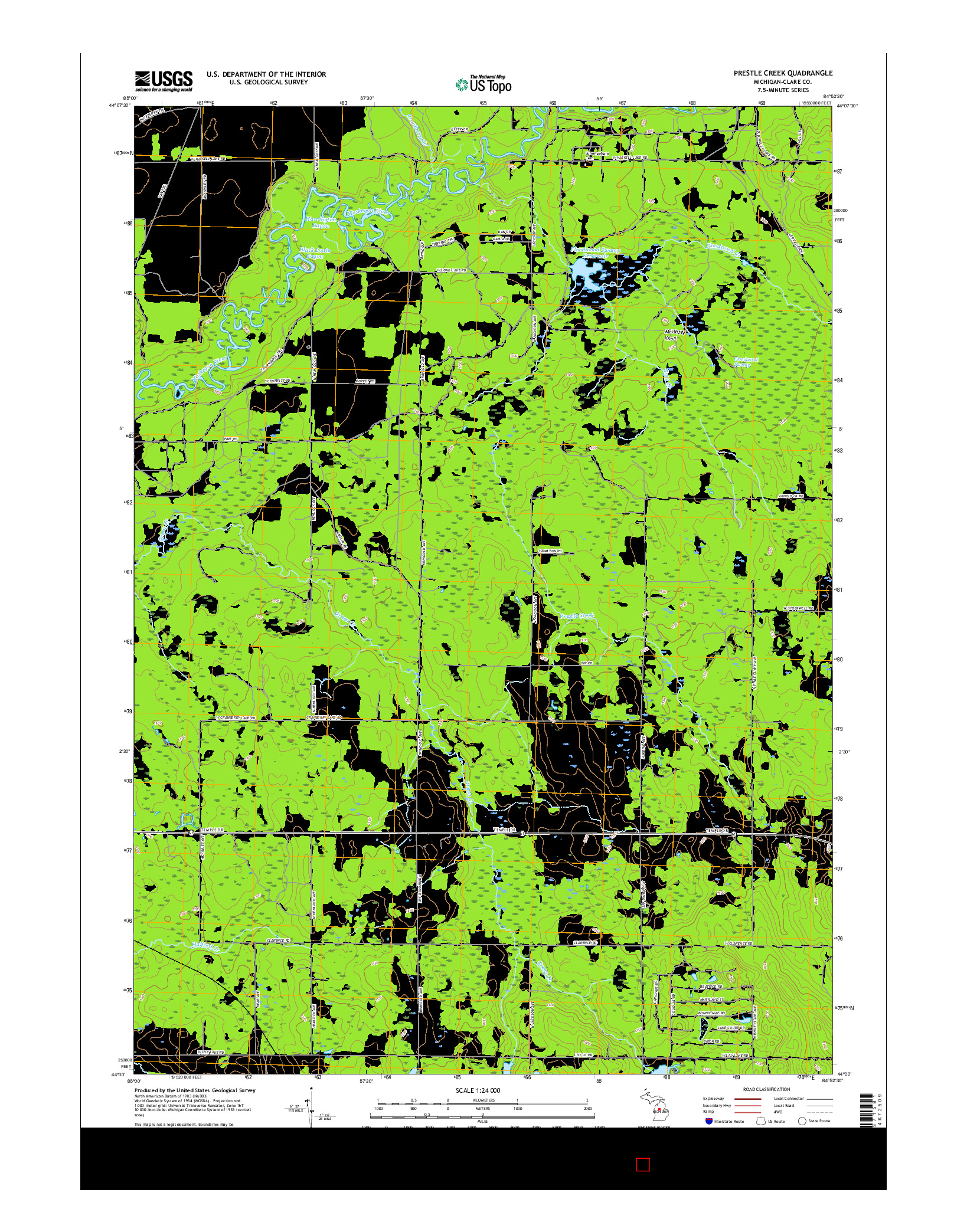 USGS US TOPO 7.5-MINUTE MAP FOR PRESTLE CREEK, MI 2017