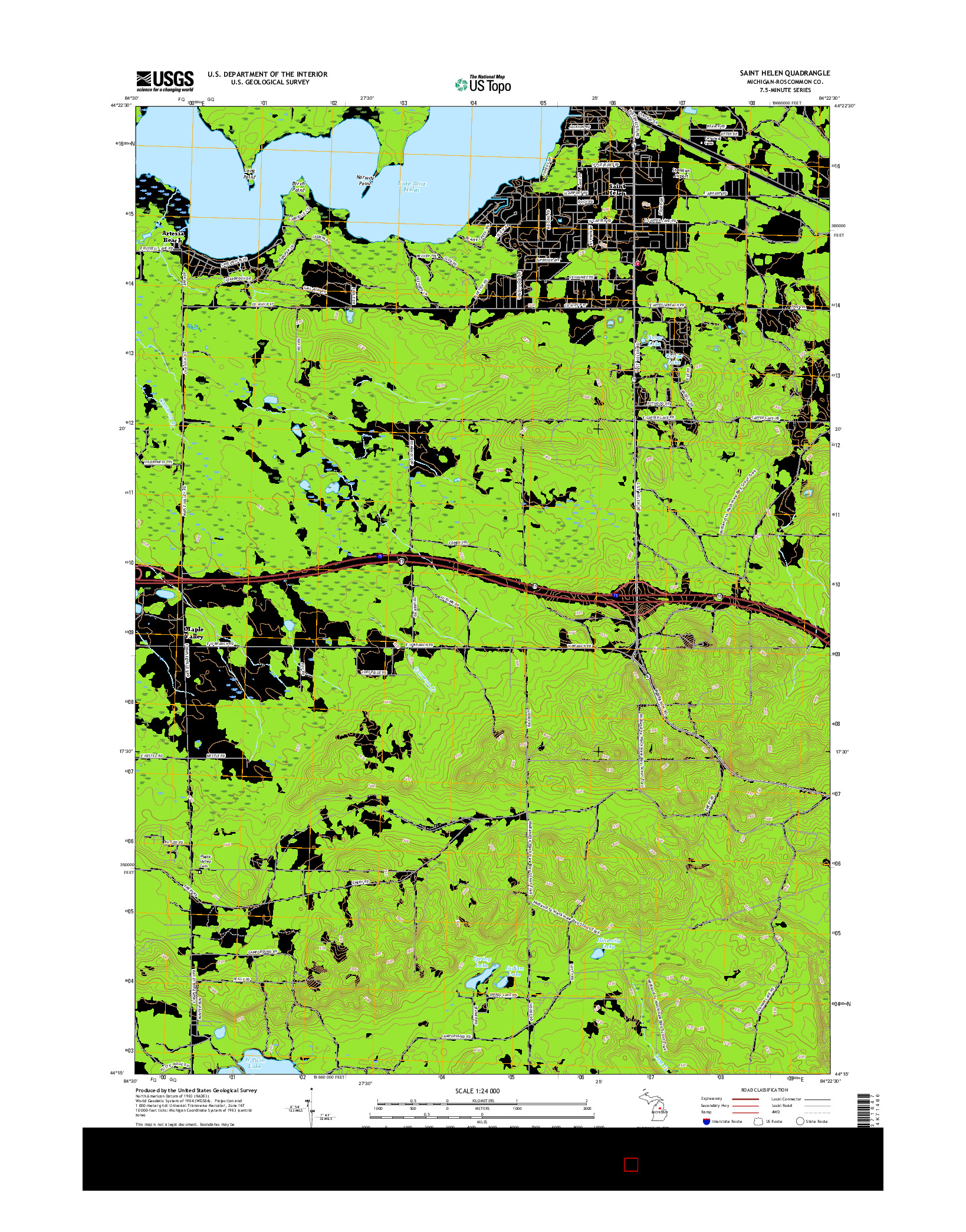 USGS US TOPO 7.5-MINUTE MAP FOR SAINT HELEN, MI 2017