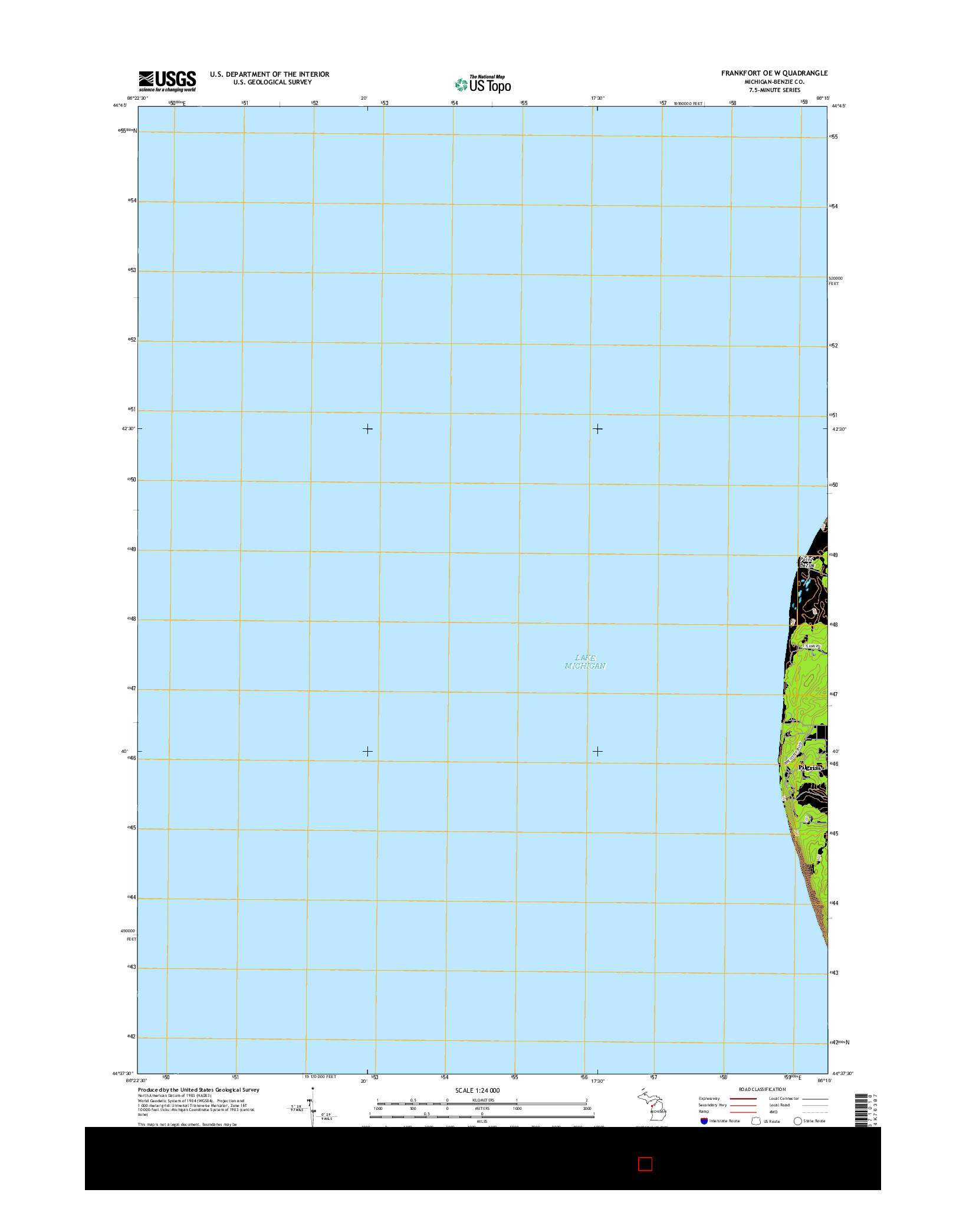 USGS US TOPO 7.5-MINUTE MAP FOR FRANKFORT OE W, MI 2017