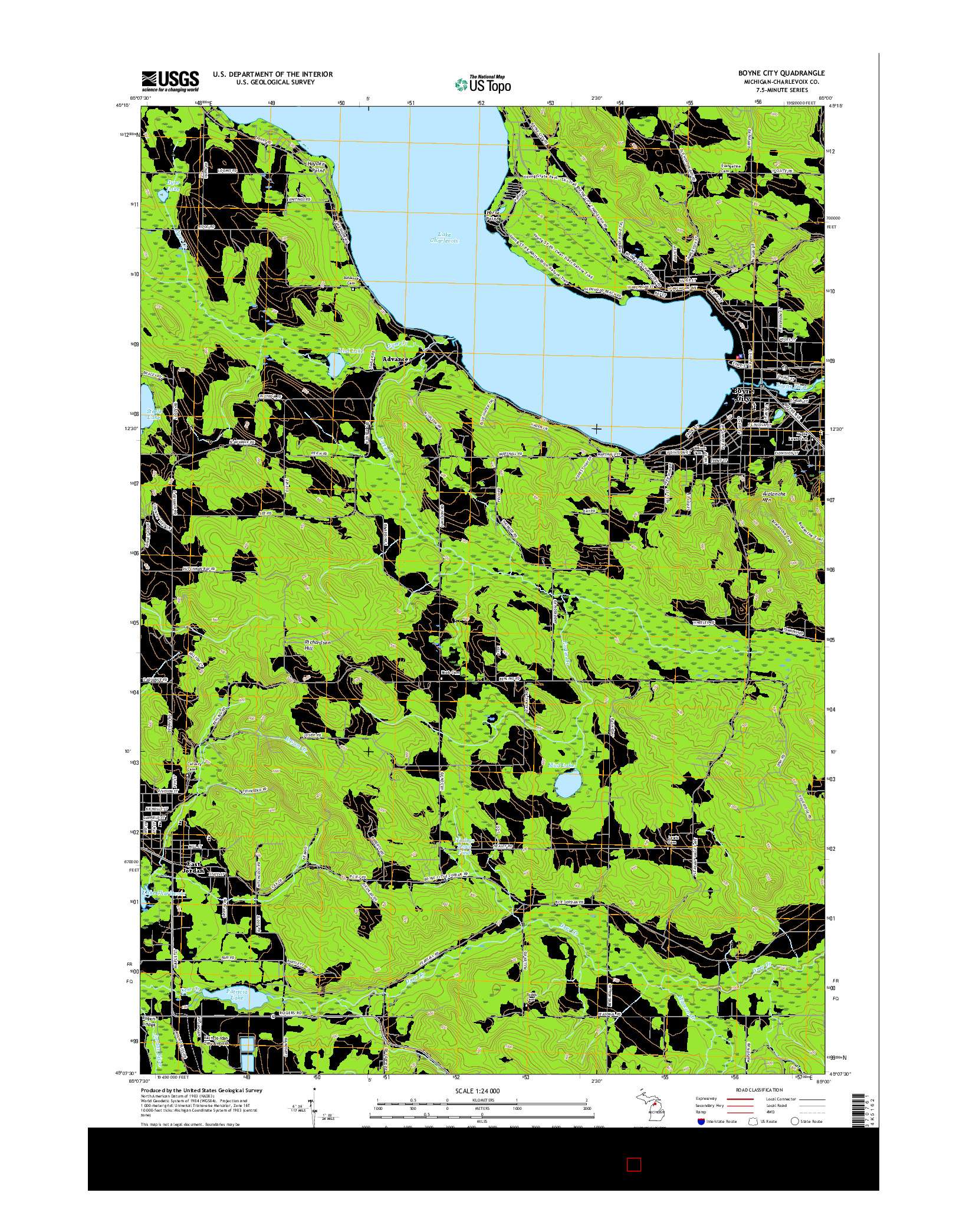 USGS US TOPO 7.5-MINUTE MAP FOR BOYNE CITY, MI 2017