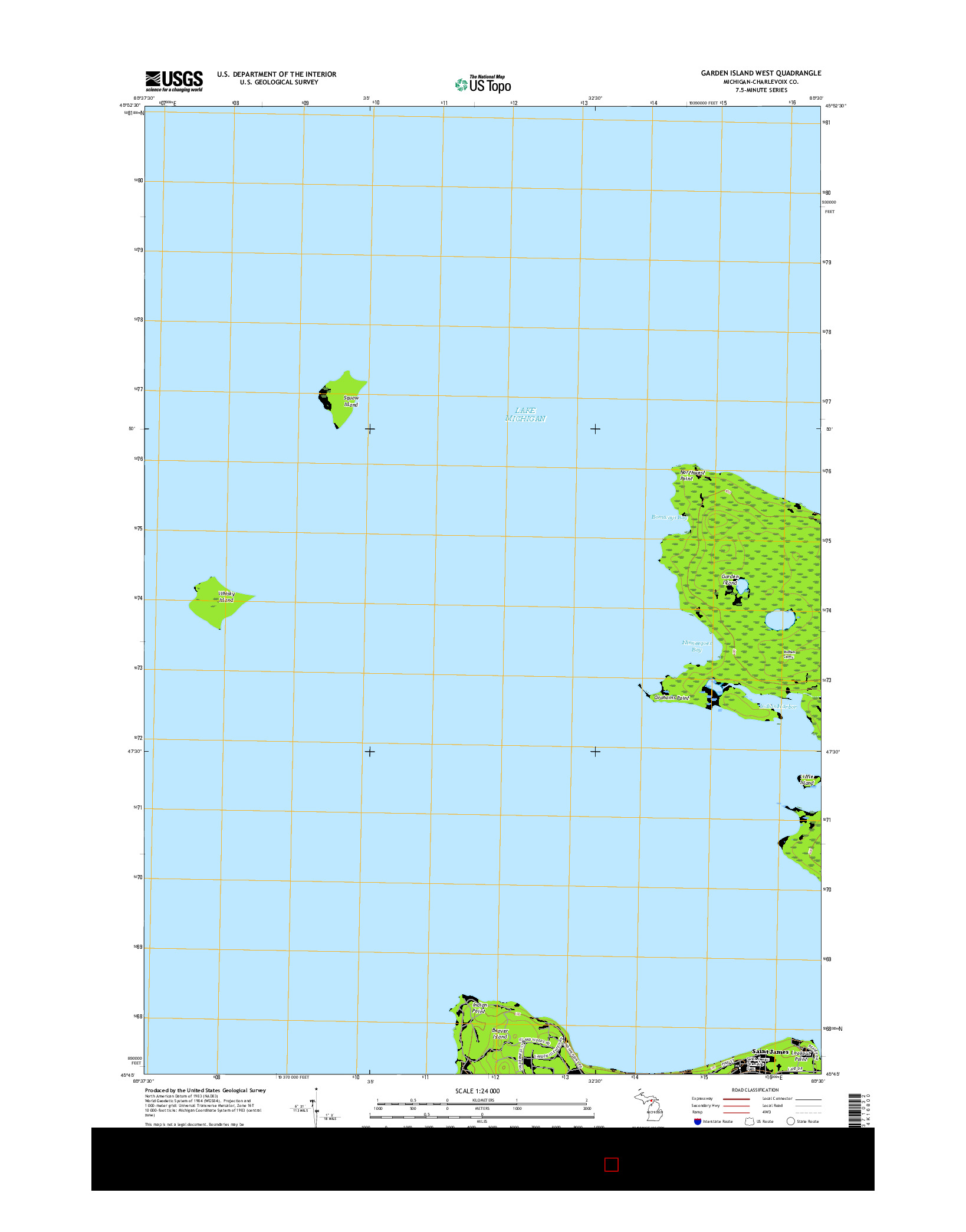 USGS US TOPO 7.5-MINUTE MAP FOR GARDEN ISLAND WEST, MI 2017
