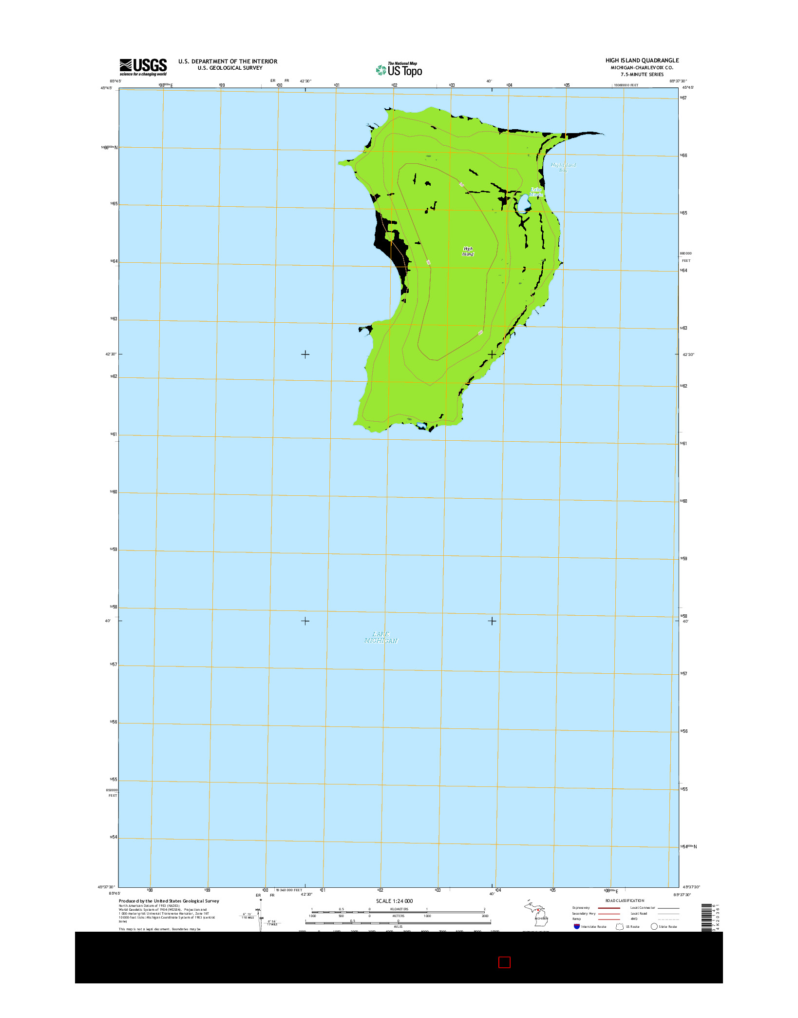 USGS US TOPO 7.5-MINUTE MAP FOR HIGH ISLAND, MI 2017