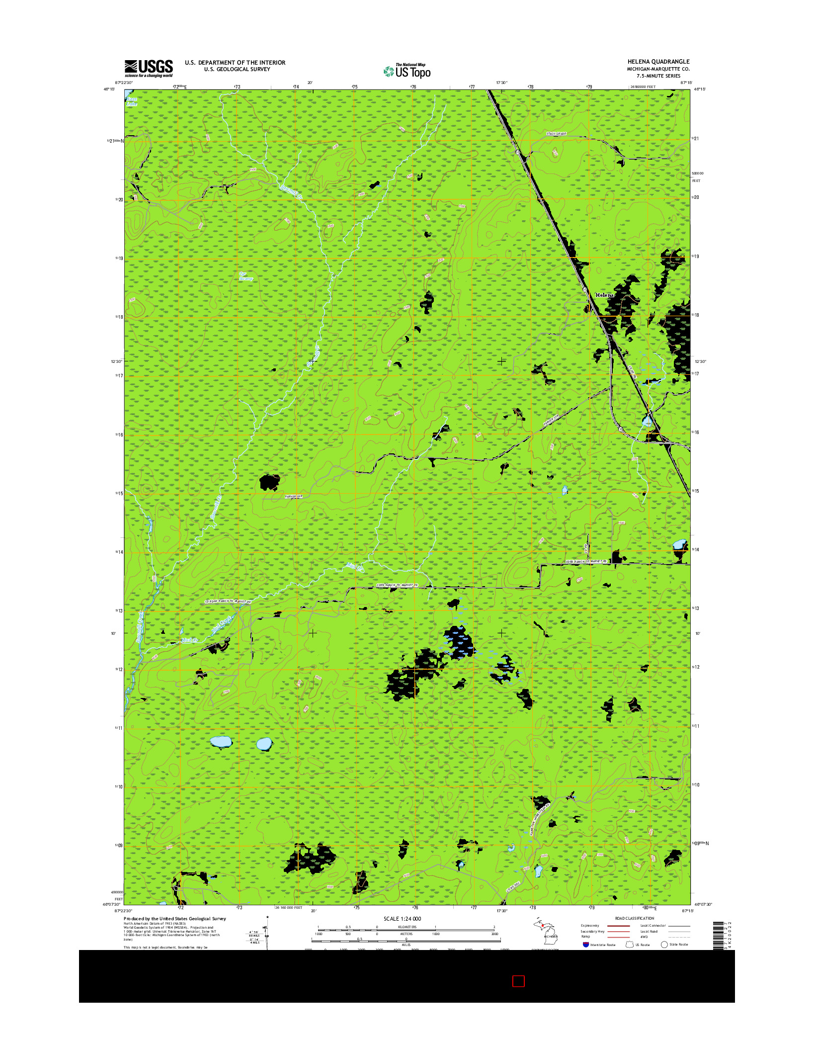 USGS US TOPO 7.5-MINUTE MAP FOR HELENA, MI 2017