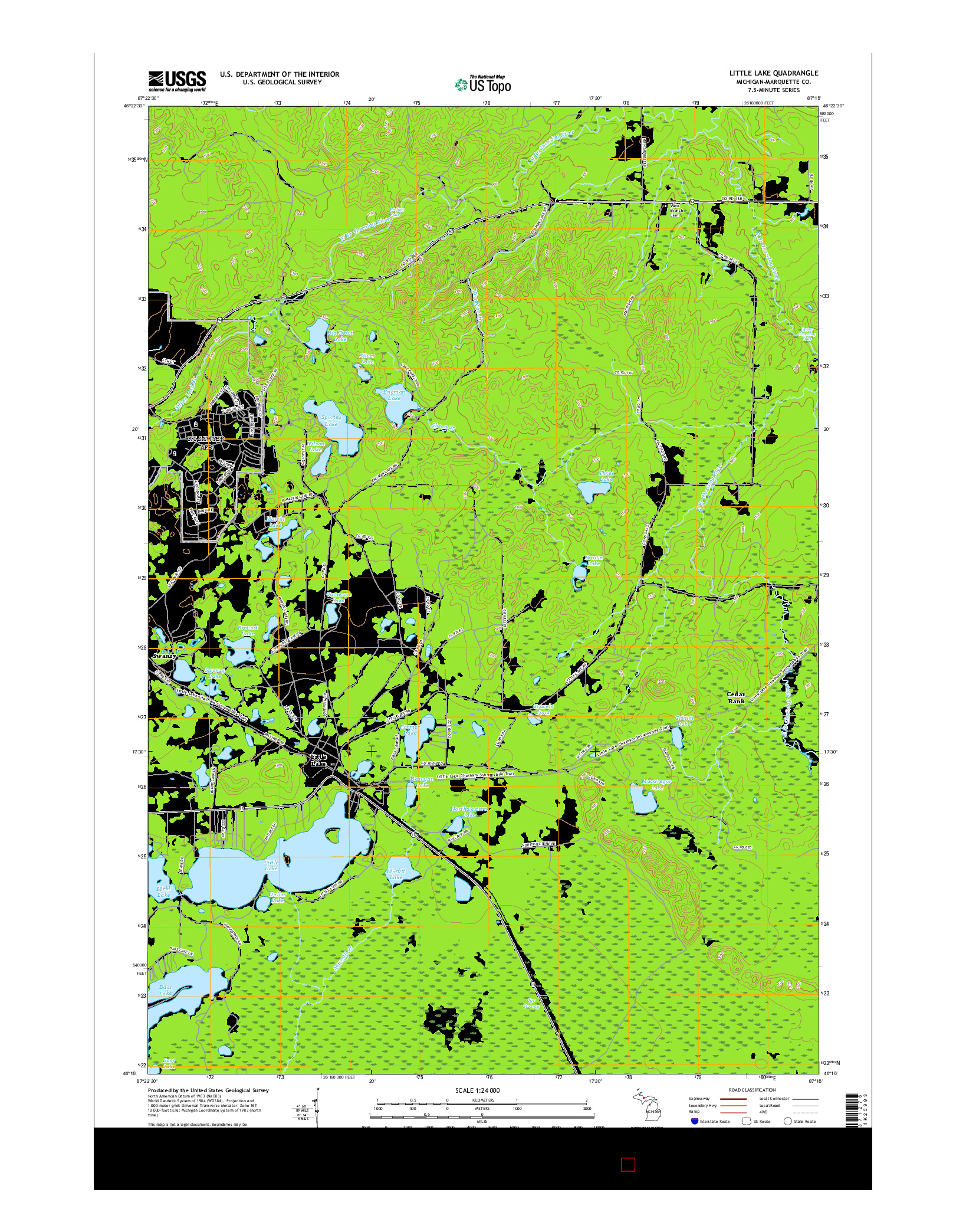 USGS US TOPO 7.5-MINUTE MAP FOR LITTLE LAKE, MI 2017