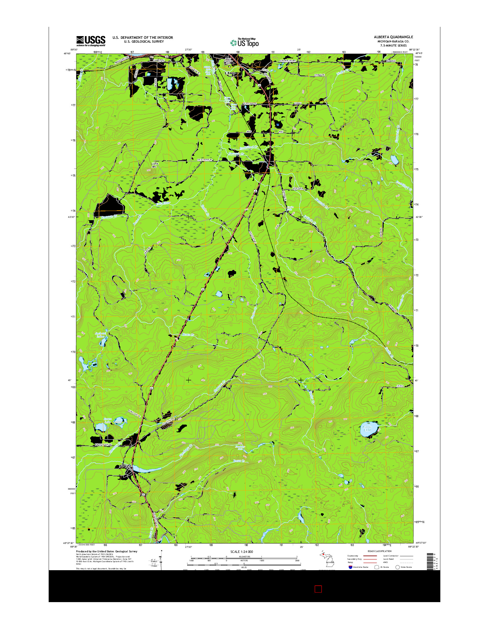 USGS US TOPO 7.5-MINUTE MAP FOR ALBERTA, MI 2017