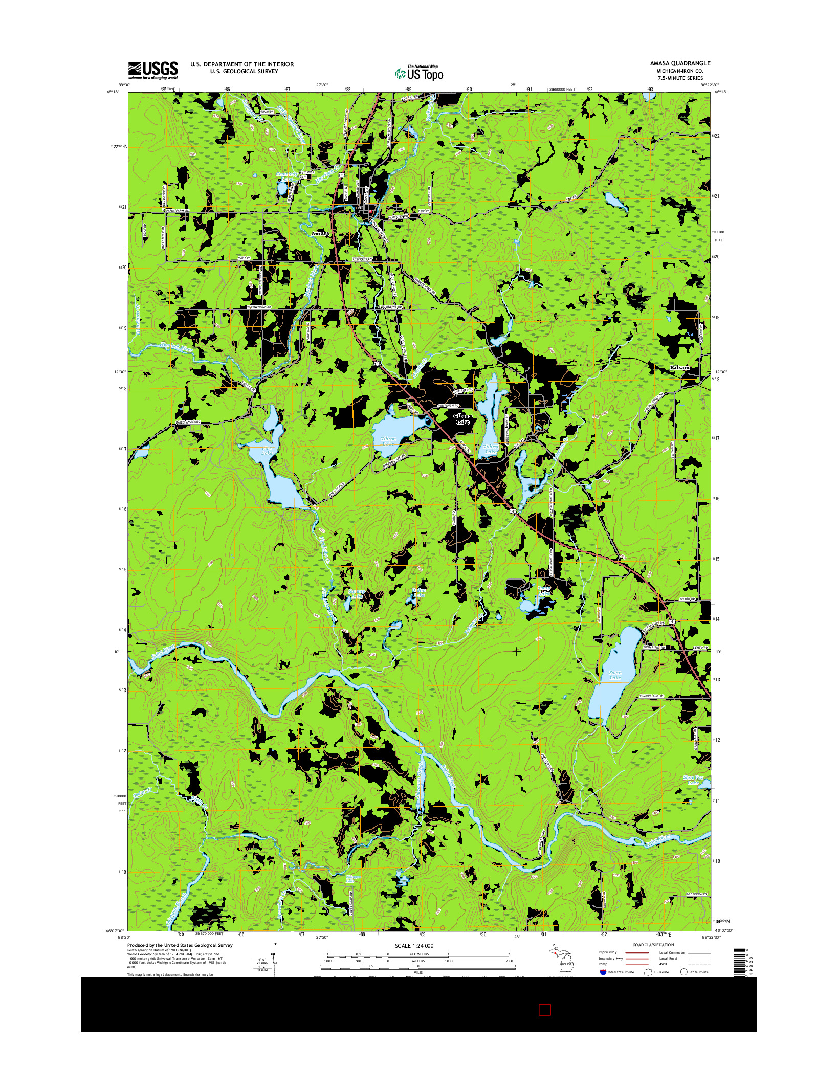 USGS US TOPO 7.5-MINUTE MAP FOR AMASA, MI 2017