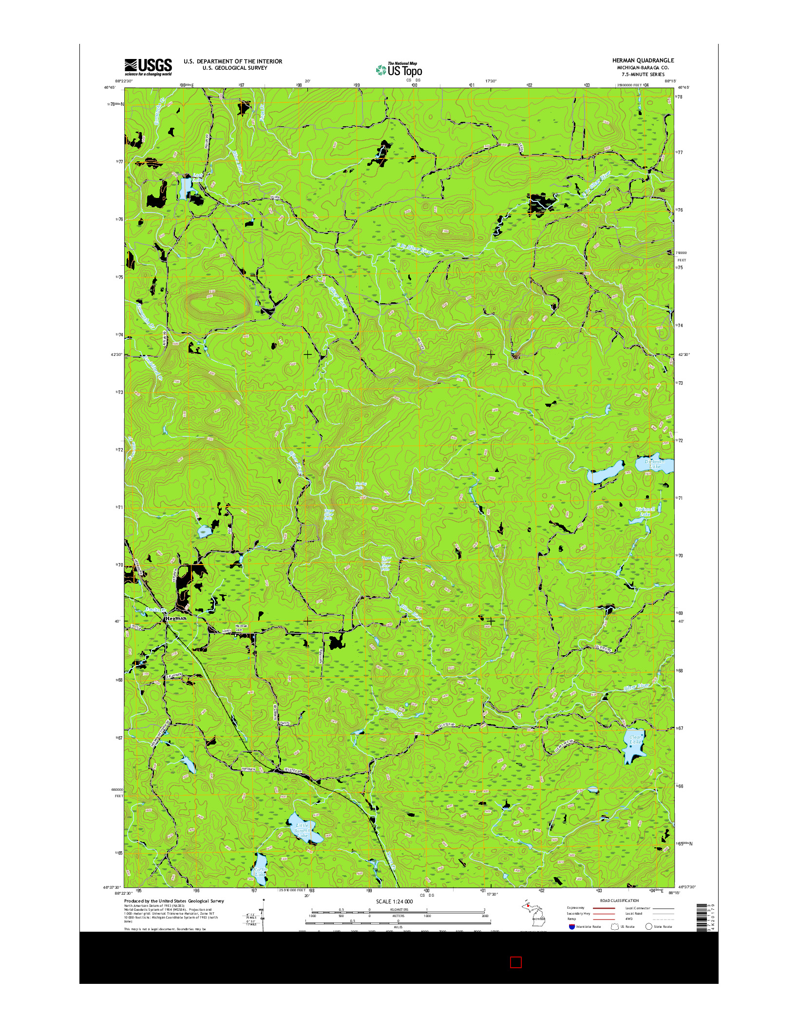 USGS US TOPO 7.5-MINUTE MAP FOR HERMAN, MI 2017