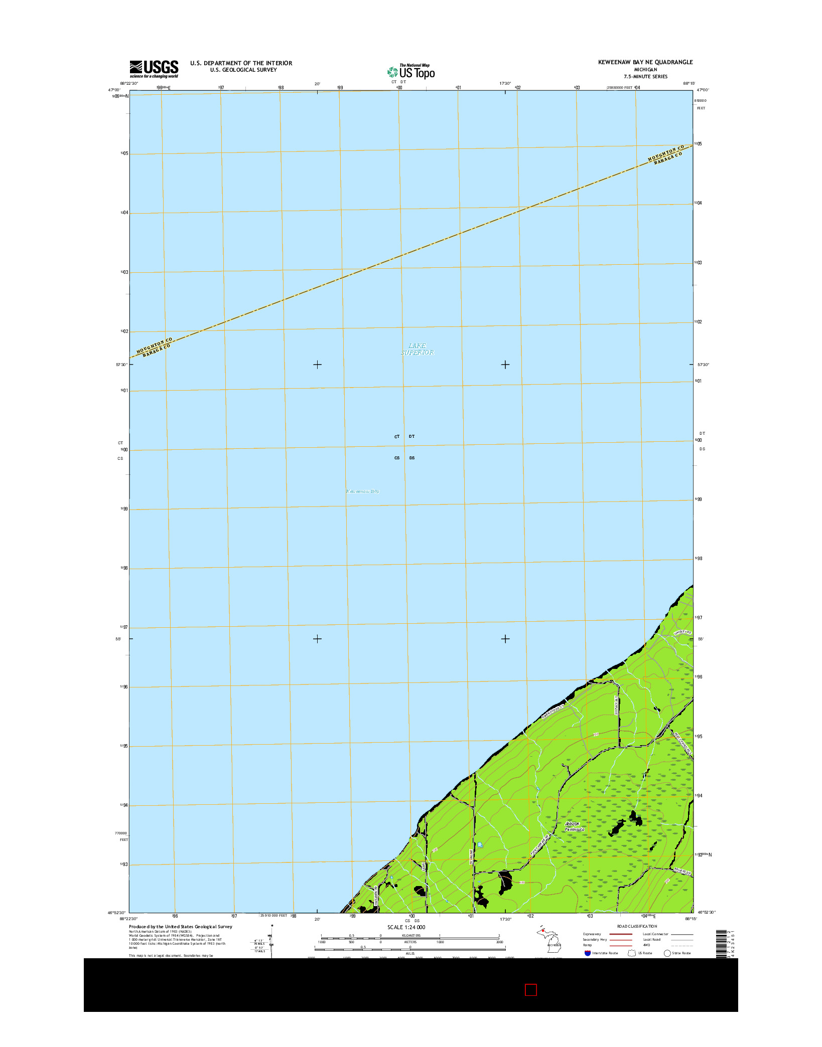 USGS US TOPO 7.5-MINUTE MAP FOR KEWEENAW BAY NE, MI 2017