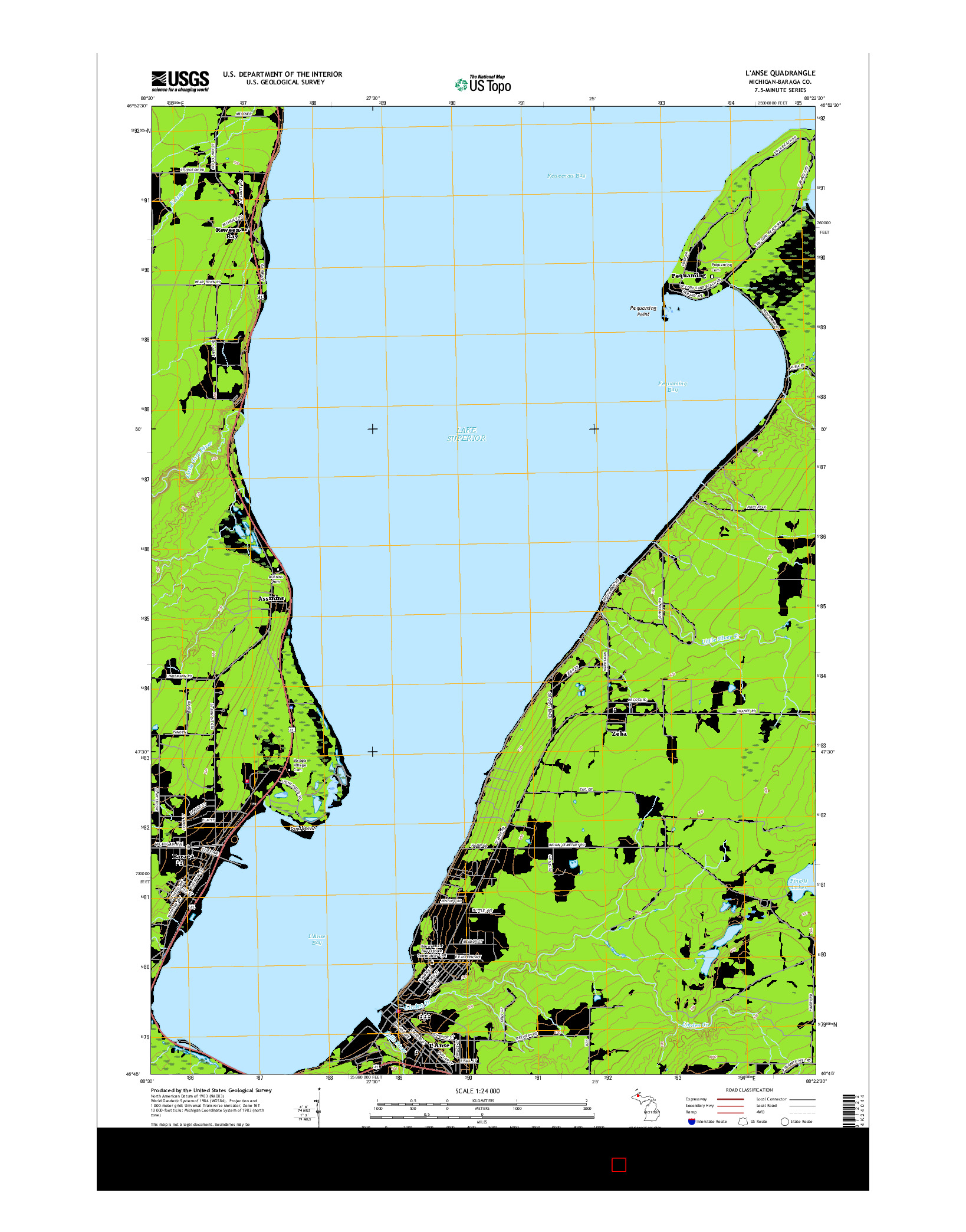 USGS US TOPO 7.5-MINUTE MAP FOR L'ANSE, MI 2017