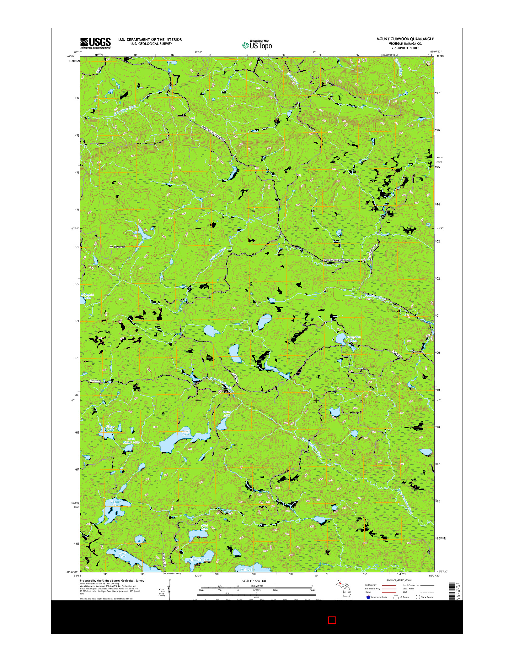 USGS US TOPO 7.5-MINUTE MAP FOR MOUNT CURWOOD, MI 2017