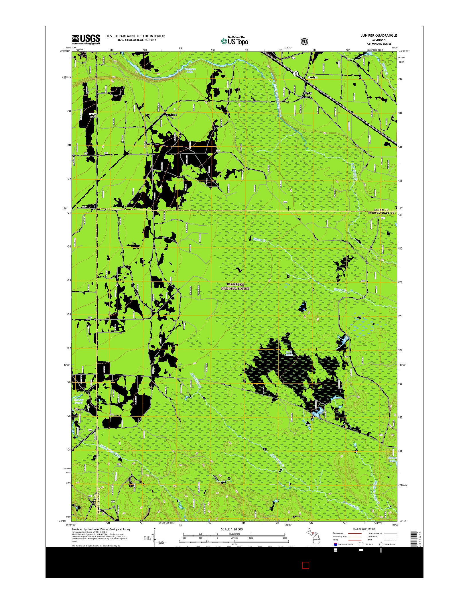 USGS US TOPO 7.5-MINUTE MAP FOR JUNIPER, MI 2017