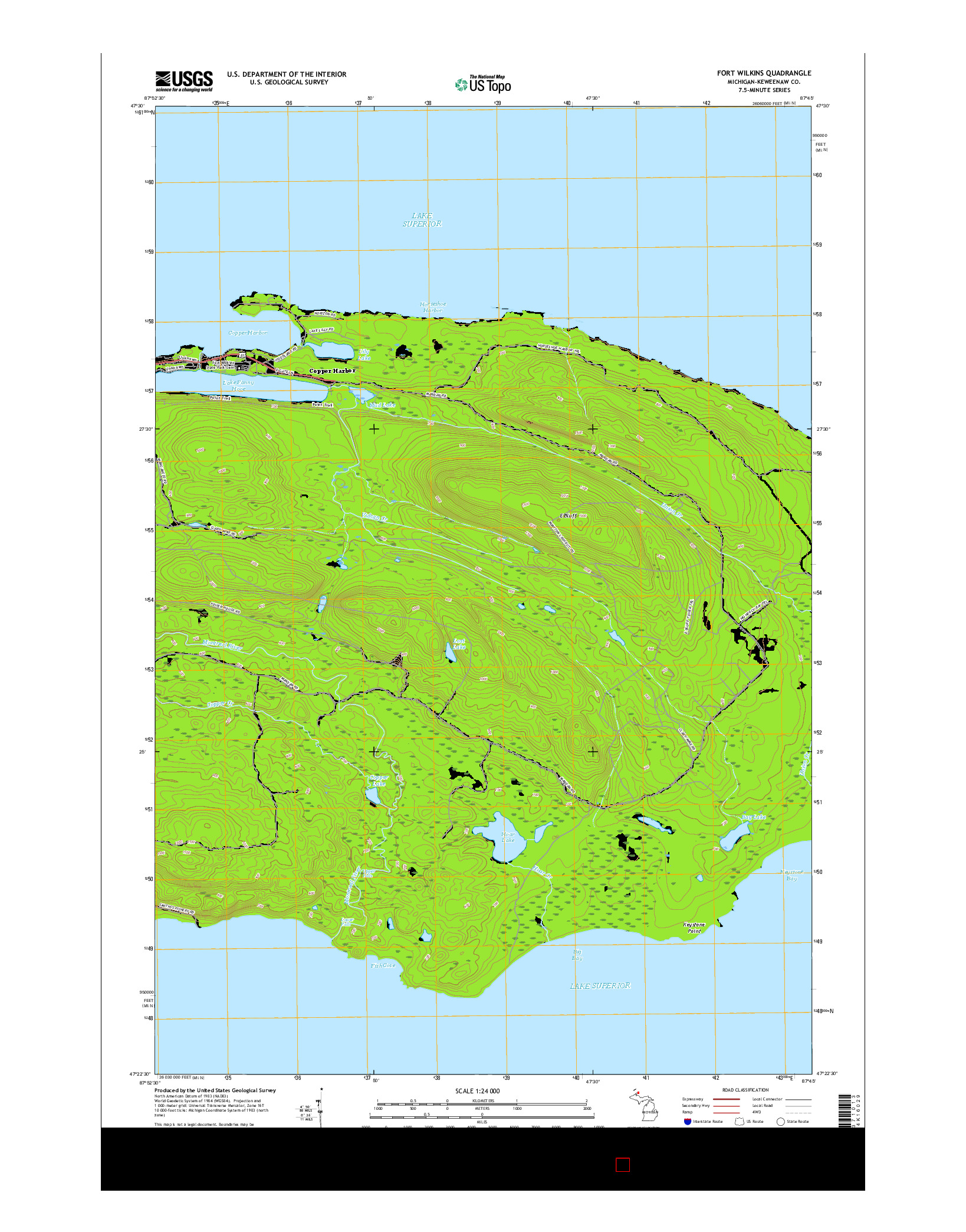 USGS US TOPO 7.5-MINUTE MAP FOR FORT WILKINS, MI 2017