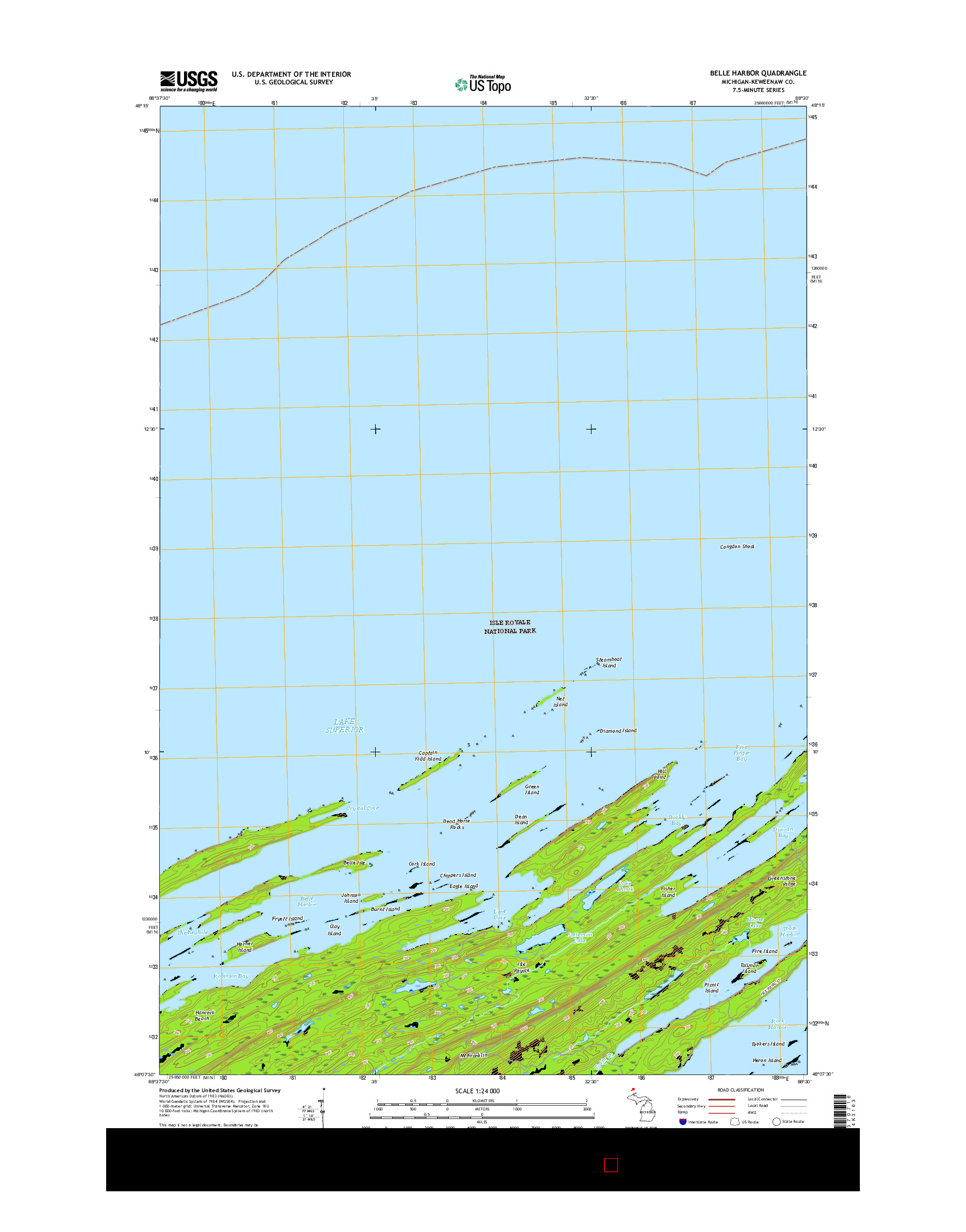 USGS US TOPO 7.5-MINUTE MAP FOR BELLE HARBOR, MI 2017