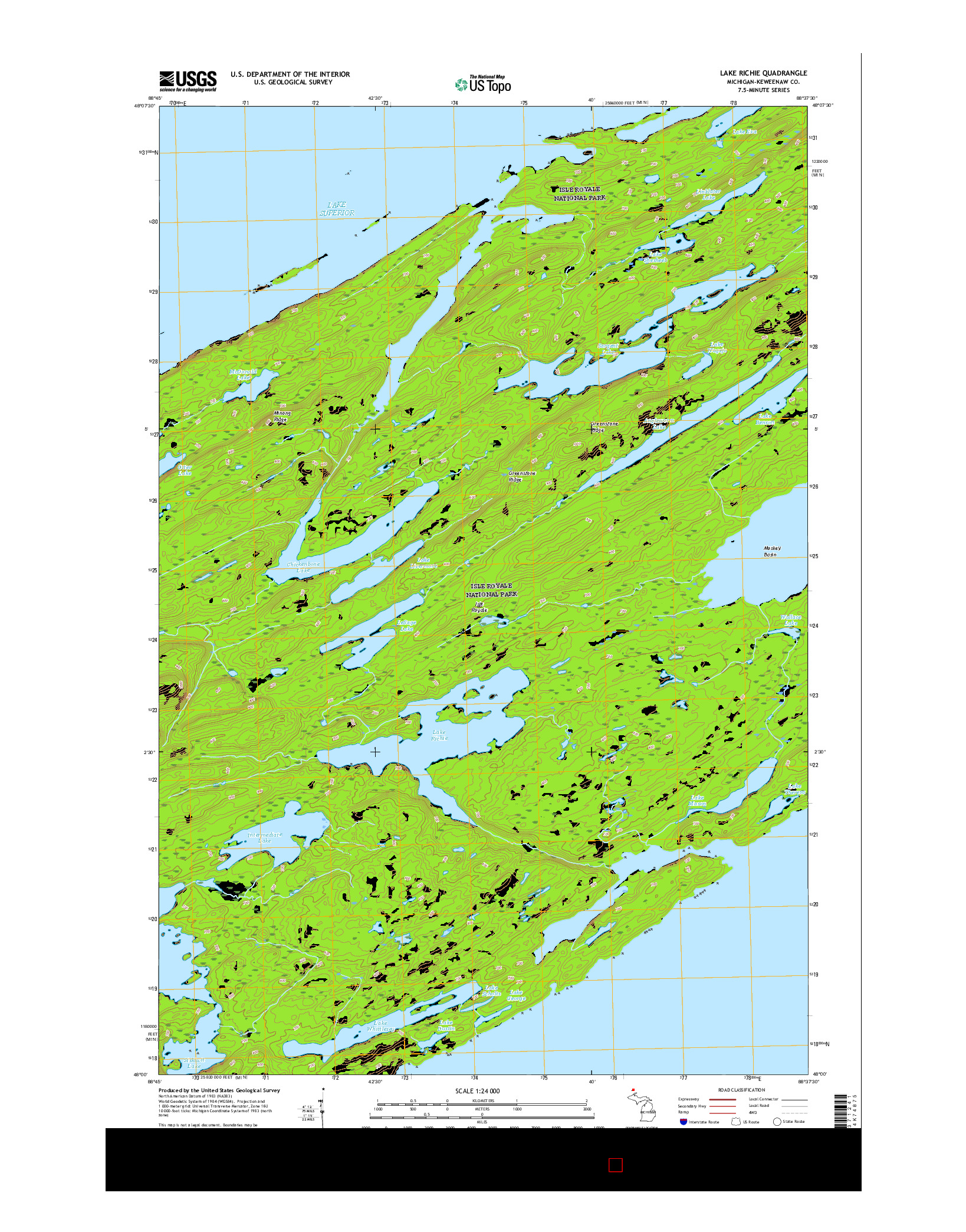 USGS US TOPO 7.5-MINUTE MAP FOR LAKE RICHIE, MI 2017