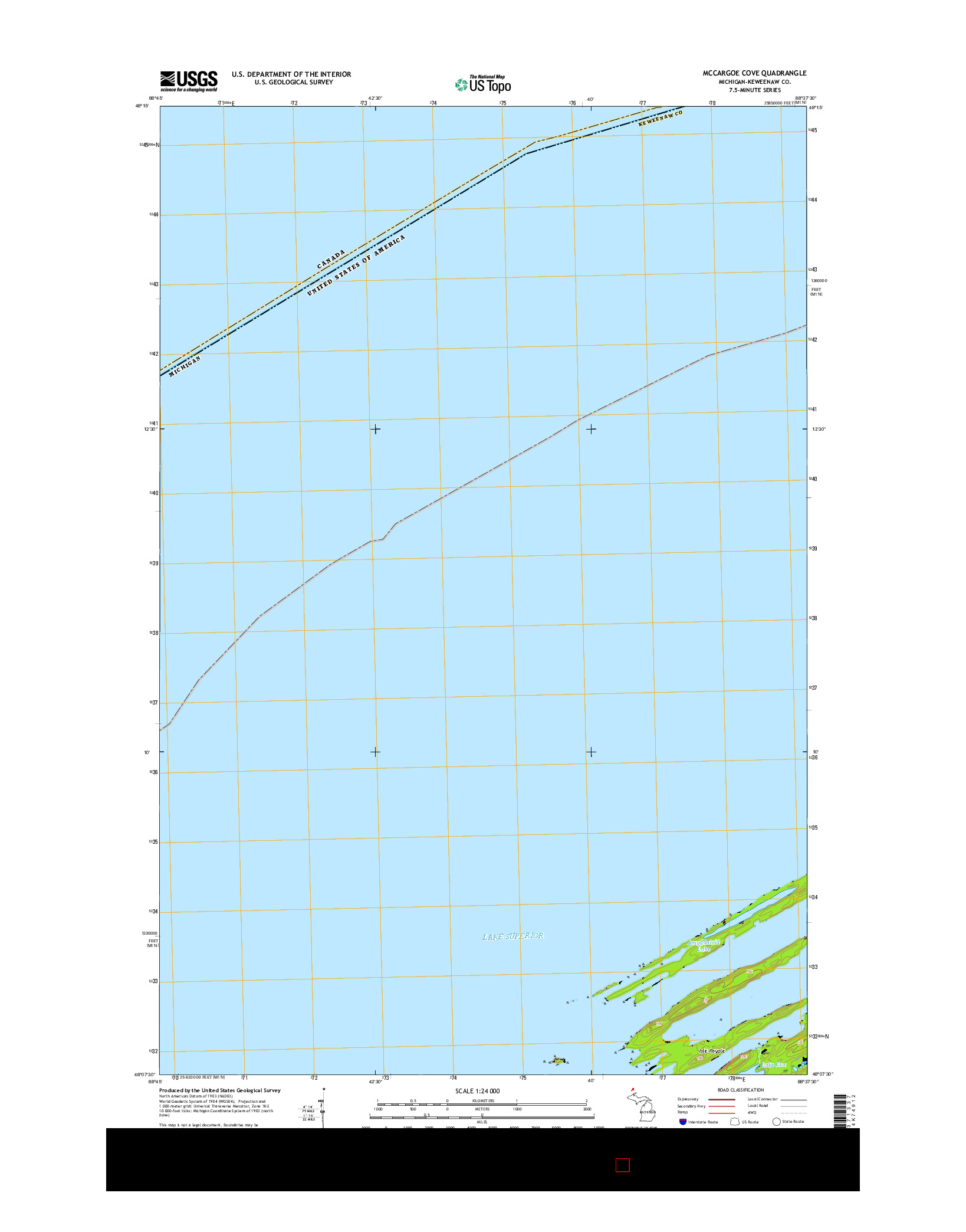 USGS US TOPO 7.5-MINUTE MAP FOR MCCARGOE COVE, MI 2017