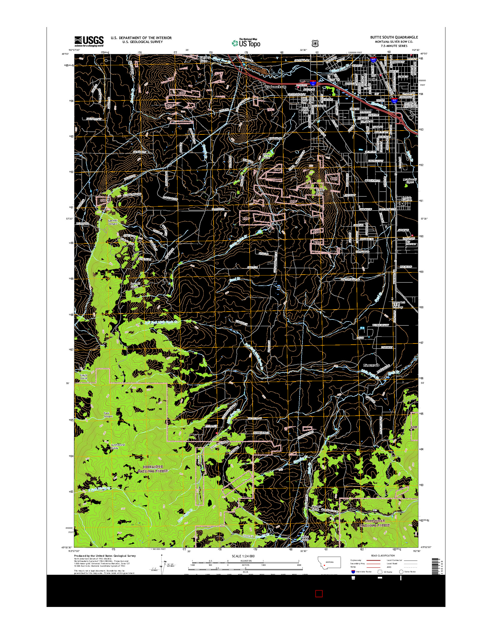 USGS US TOPO 7.5-MINUTE MAP FOR BUTTE SOUTH, MT 2017