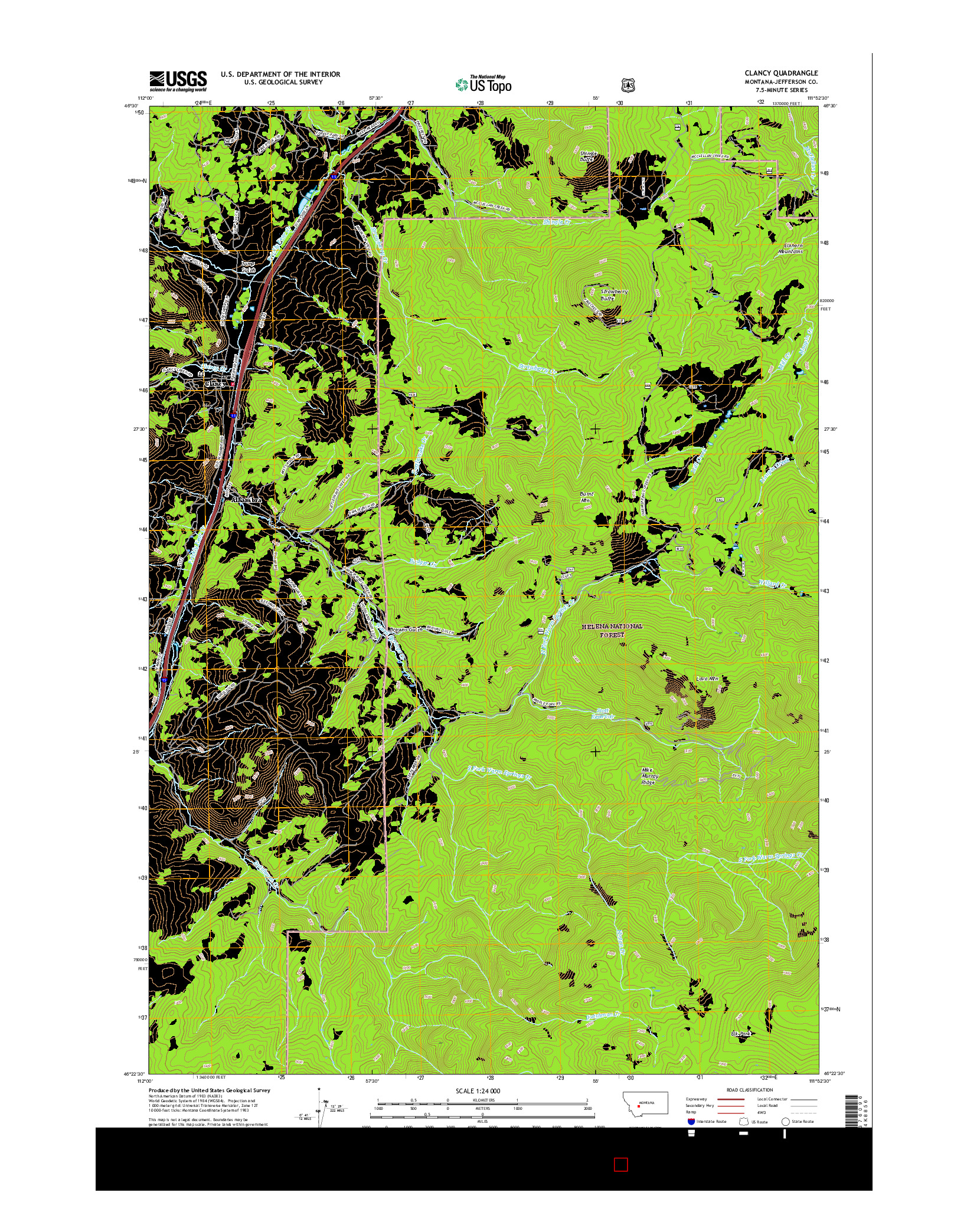 USGS US TOPO 7.5-MINUTE MAP FOR CLANCY, MT 2017