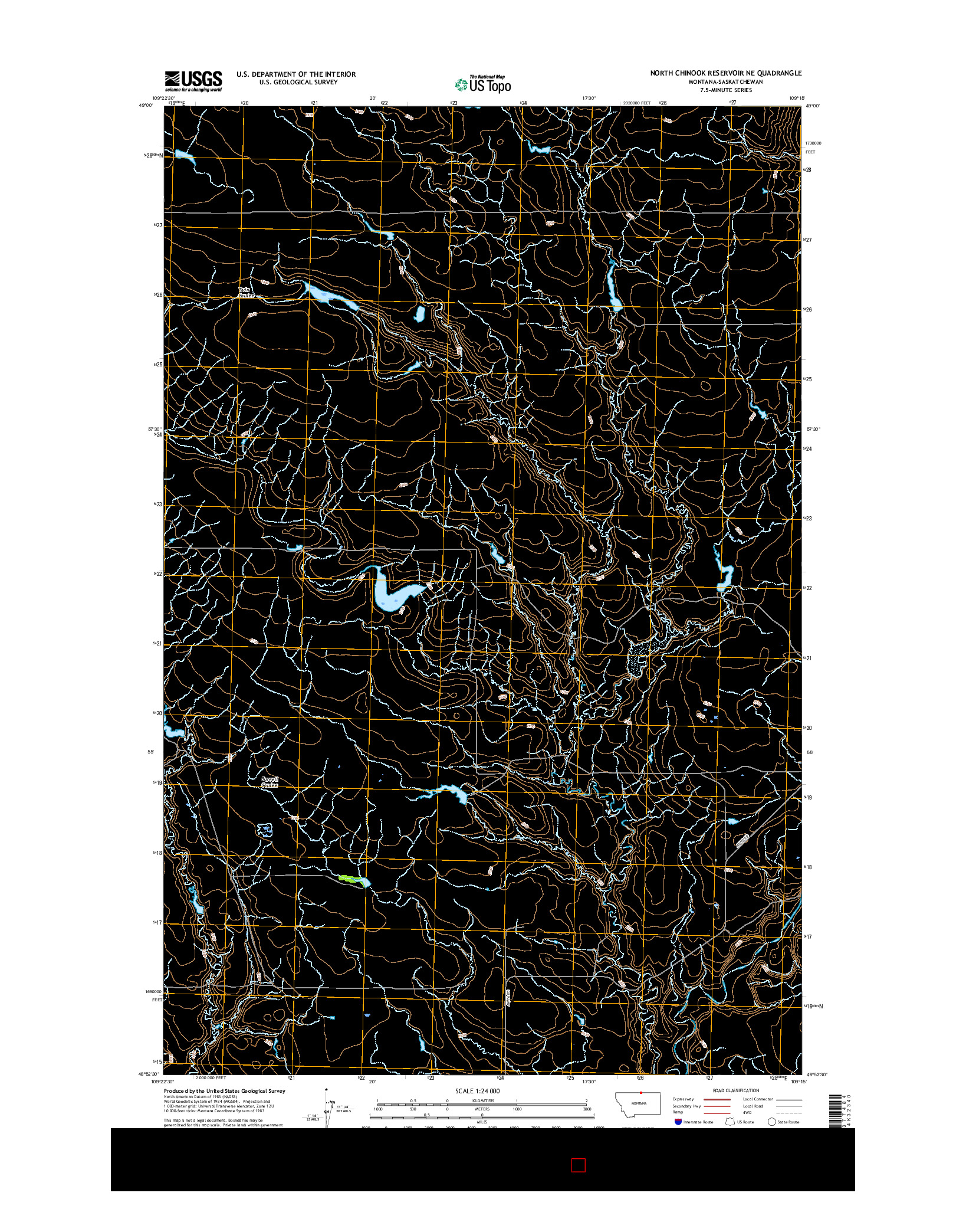 USGS US TOPO 7.5-MINUTE MAP FOR NORTH CHINOOK RESERVOIR NE, MT-SK 2017